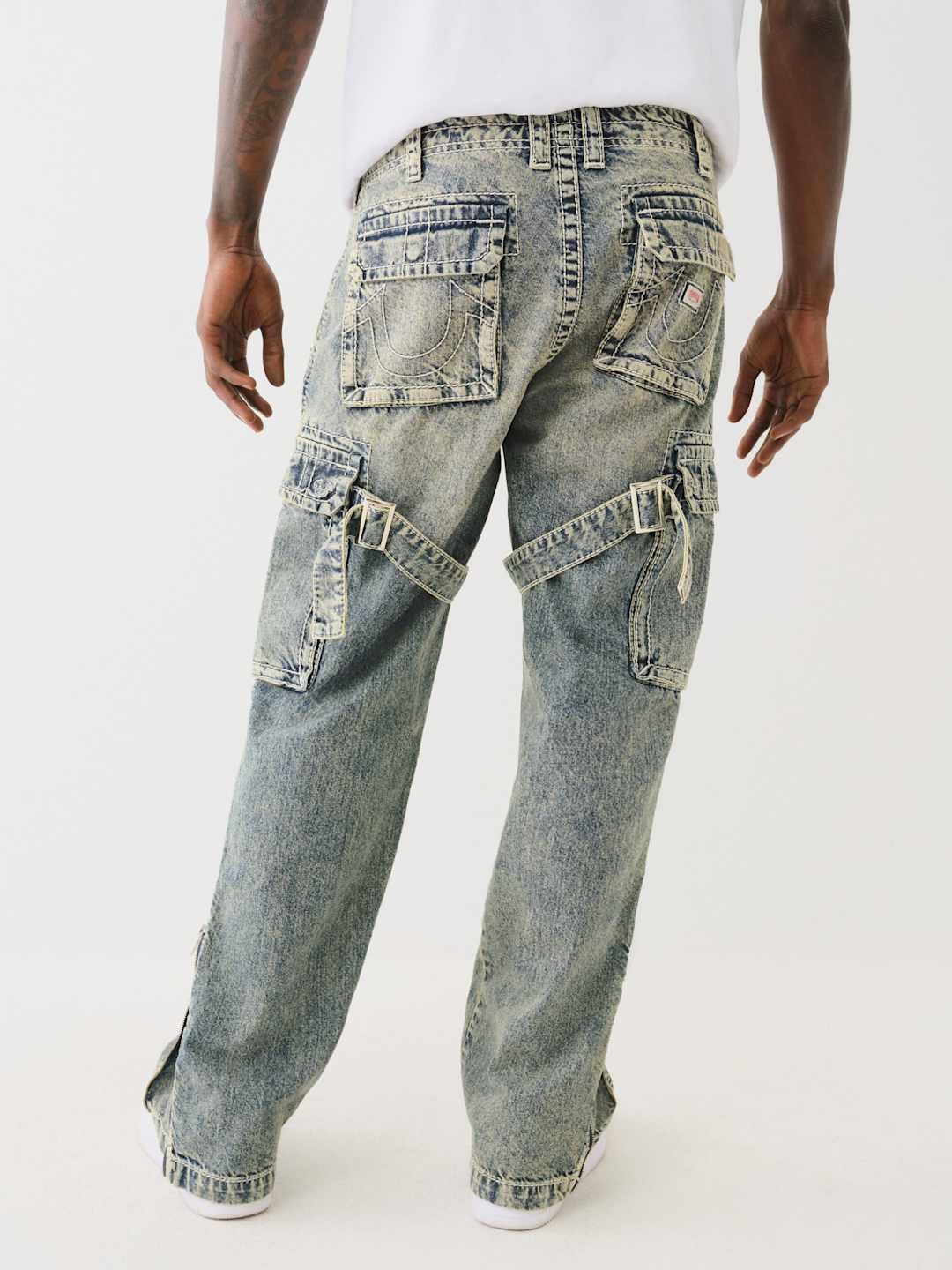 True Religion Jeans Big T Strap Cargo With Zip Elizabeth ST Medium Wash