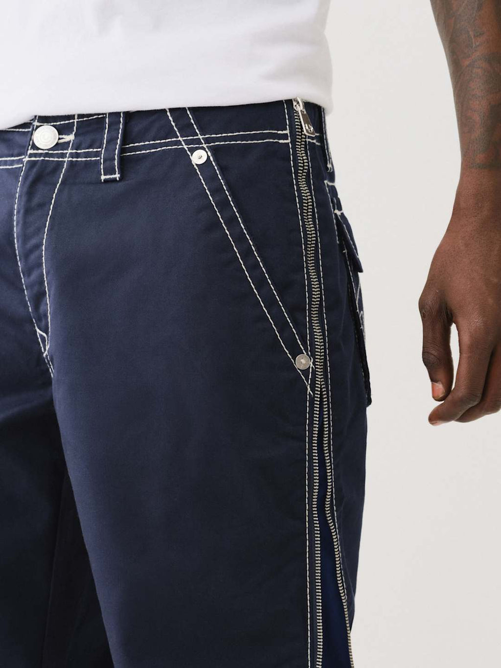 True Religion Jogger Big T Side DBL Zip Pants Dress Blue