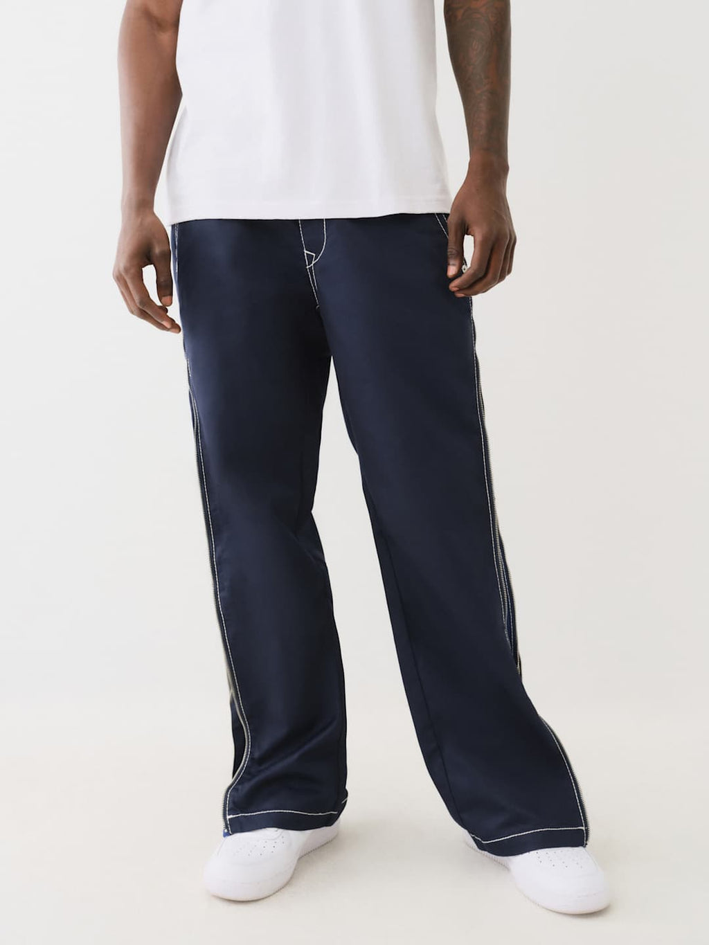 True Religion Jogger Big T Side DBL Zip Pants Dress Blue