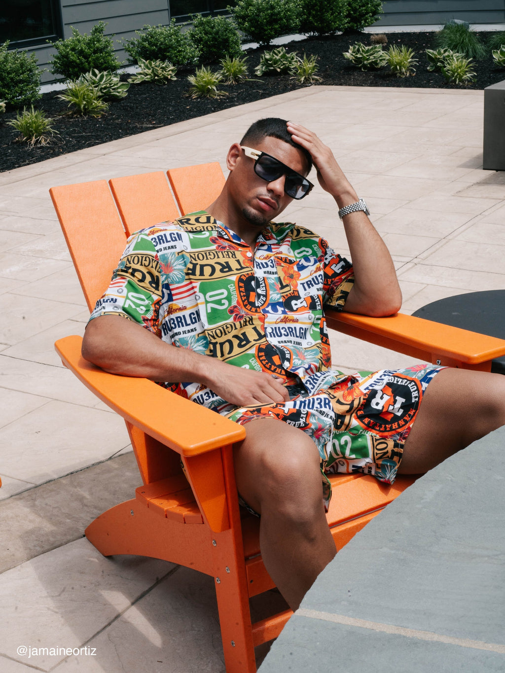 True Religion Ss Camp Shirt Allover Prnt White- Mix