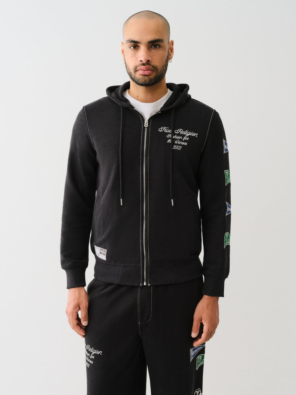 True Religion Reverse Terry Zip Up Hoodie Jet Black