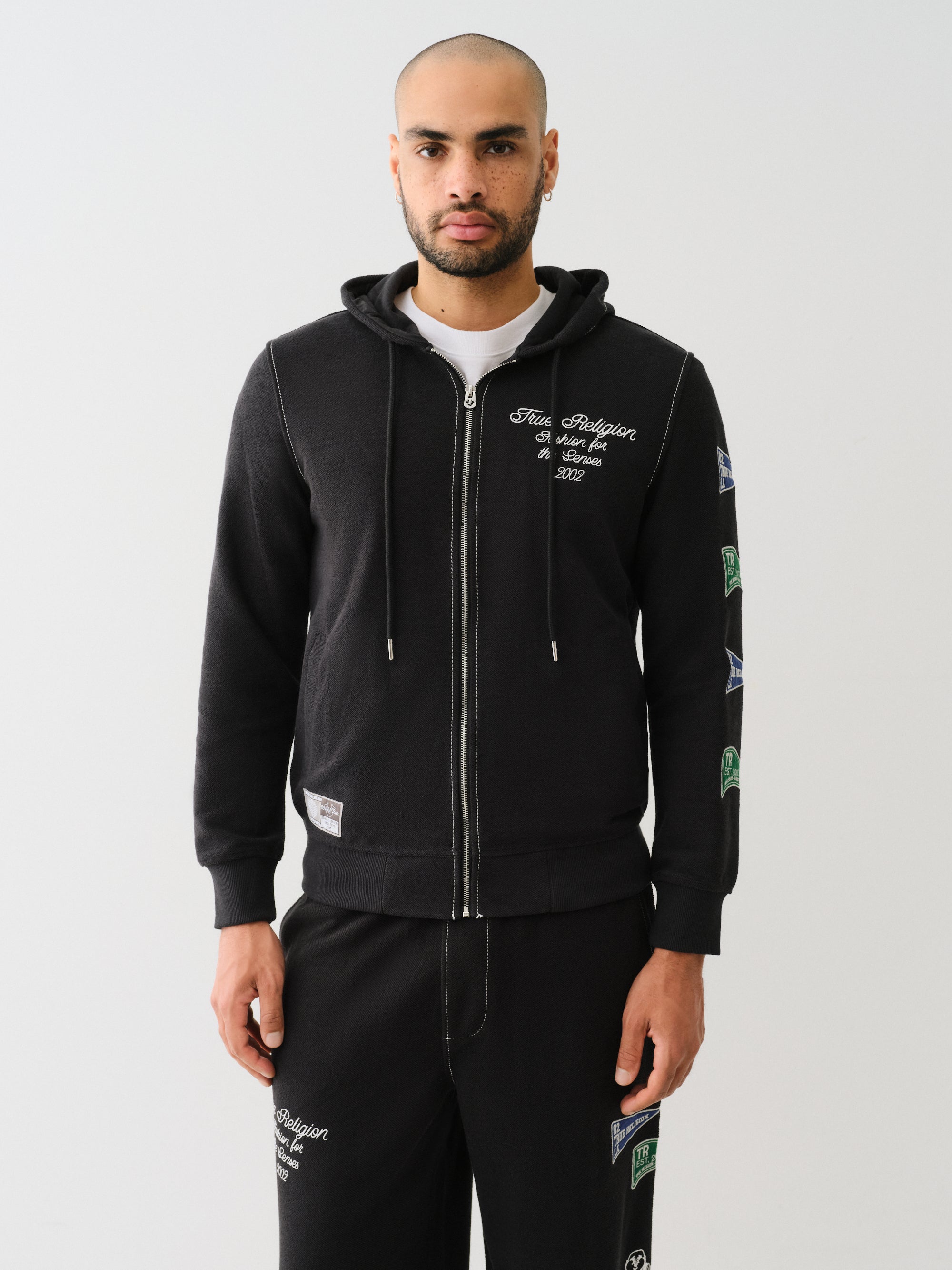 True Religion Reverse Terry Zip Up Hoodie Jet Black