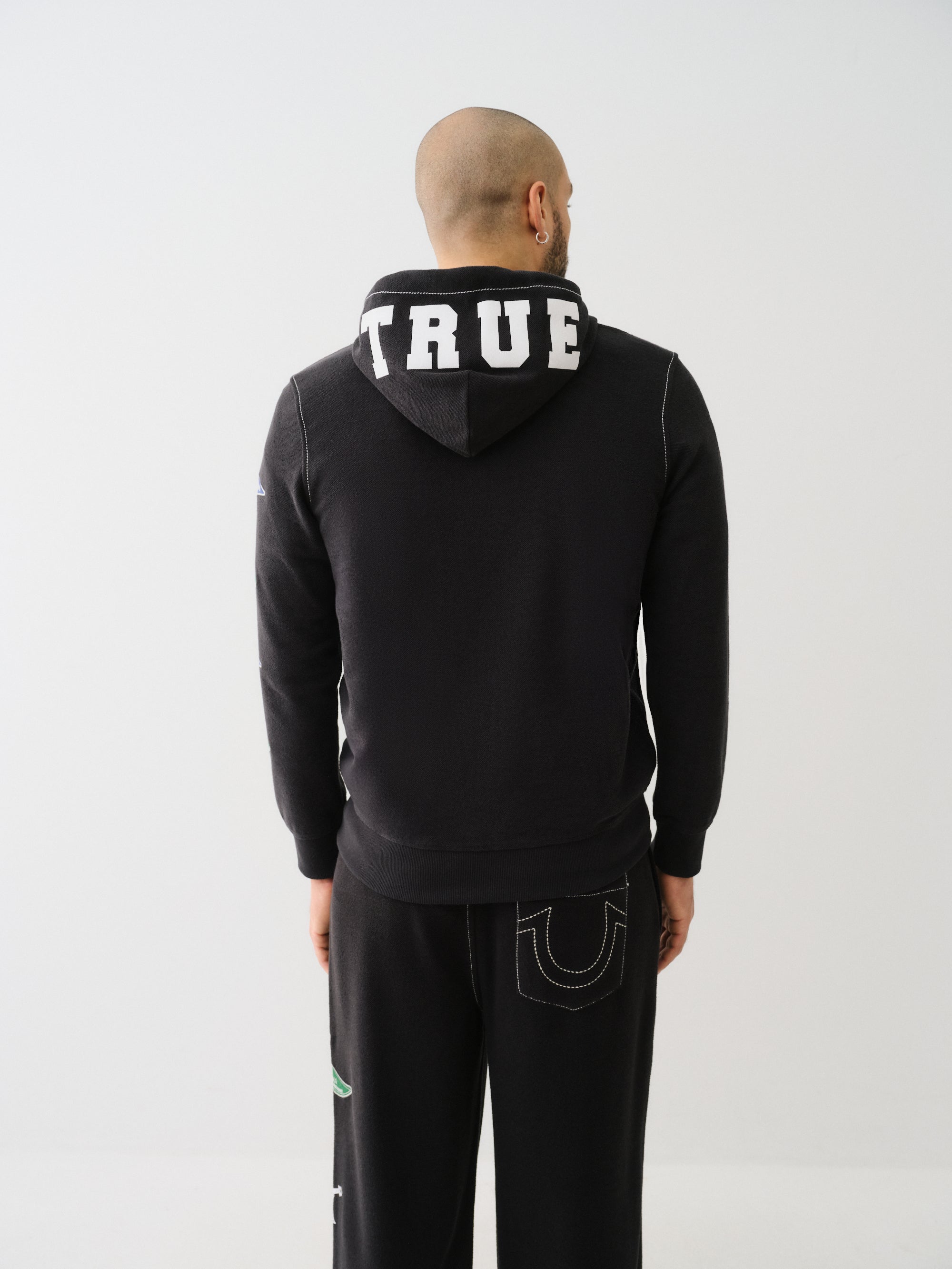 True Religion Reverse Terry Zip Up Hoodie Jet Black