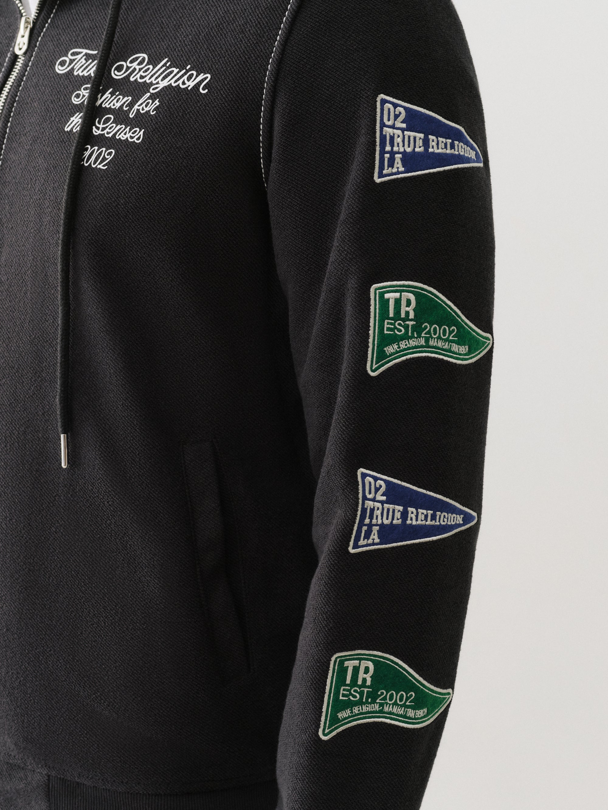 True Religion Reverse Terry Zip Up Hoodie Jet Black