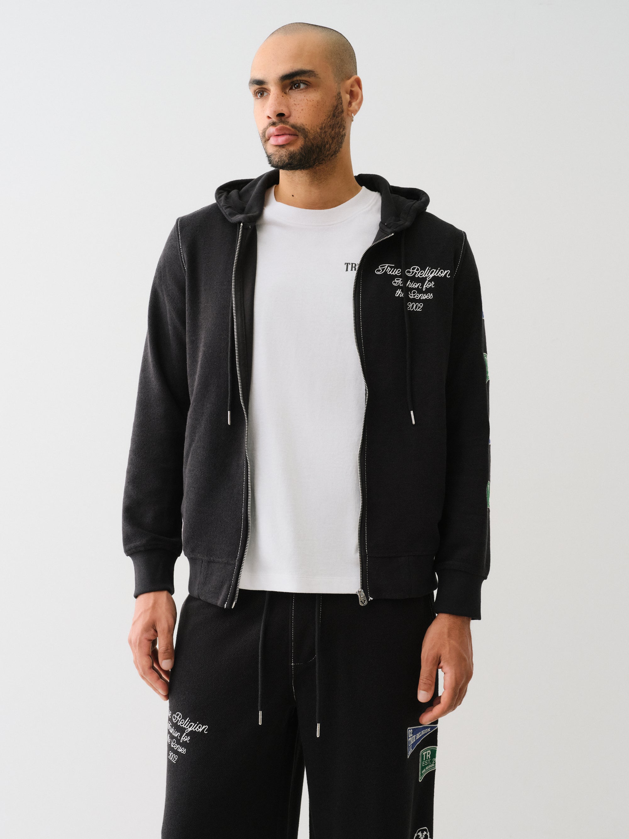 True Religion Reverse Terry Zip Up Hoodie Jet Black