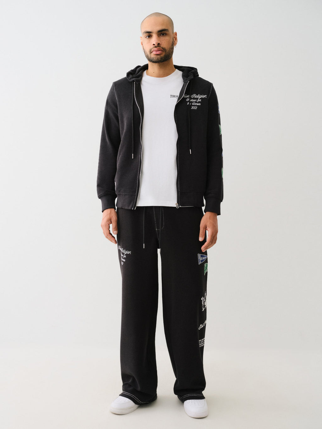 True Religion Reverse Terry Zip Up Hoodie Jet Black