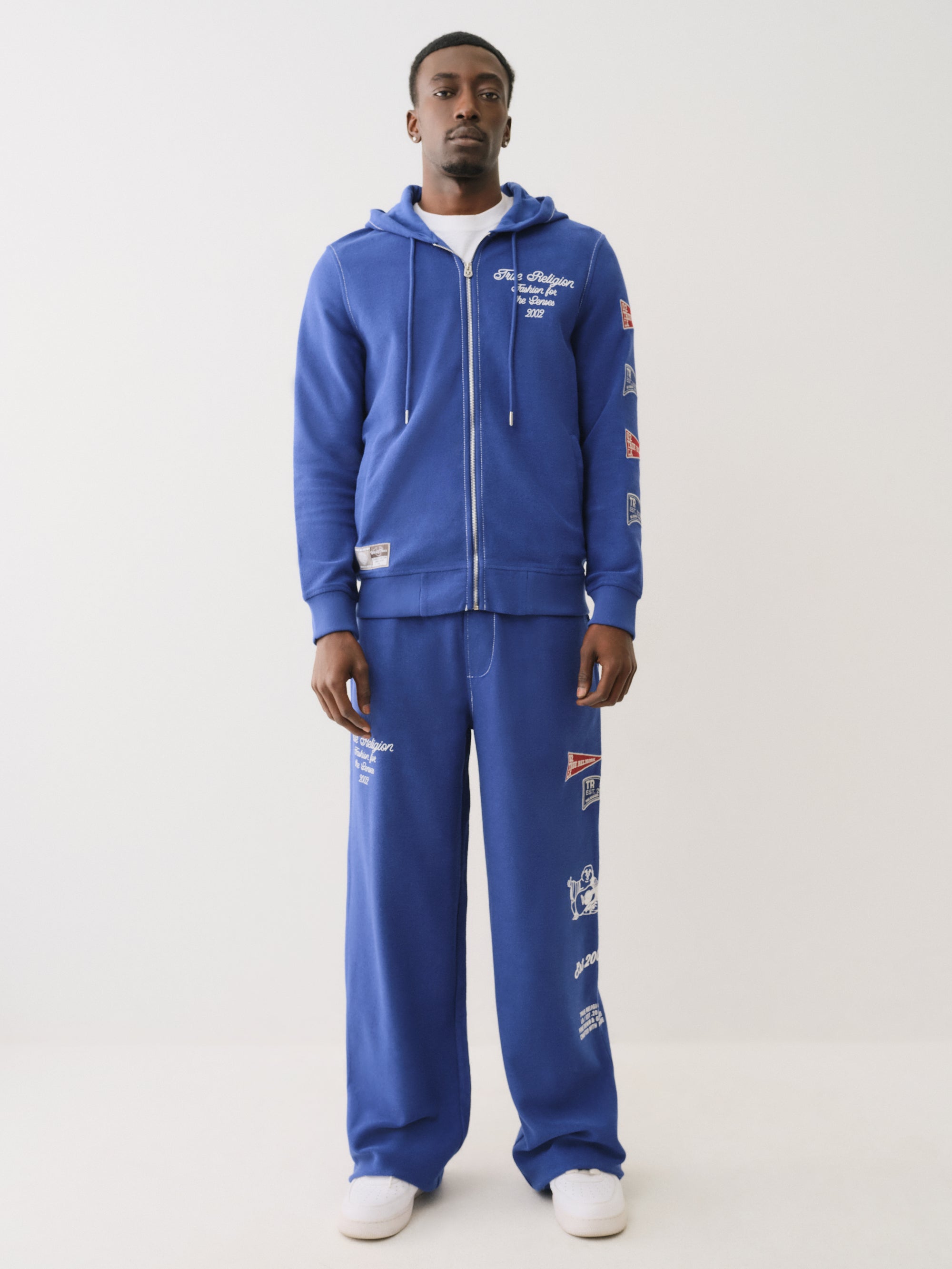 True Religion Reverse Terry Zip Up Hoodie Mazarine Blue