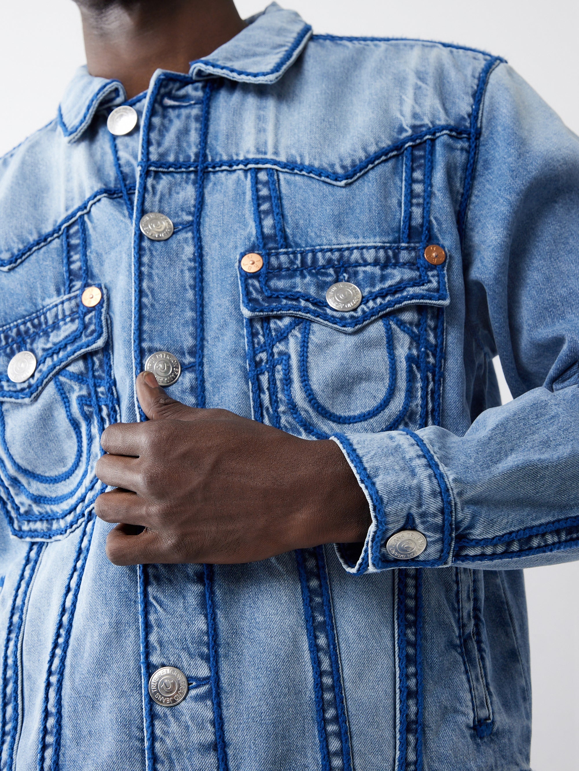 True Religion Oversize Rope Stitch Jimmy Jkt Rocky Point Light Wash