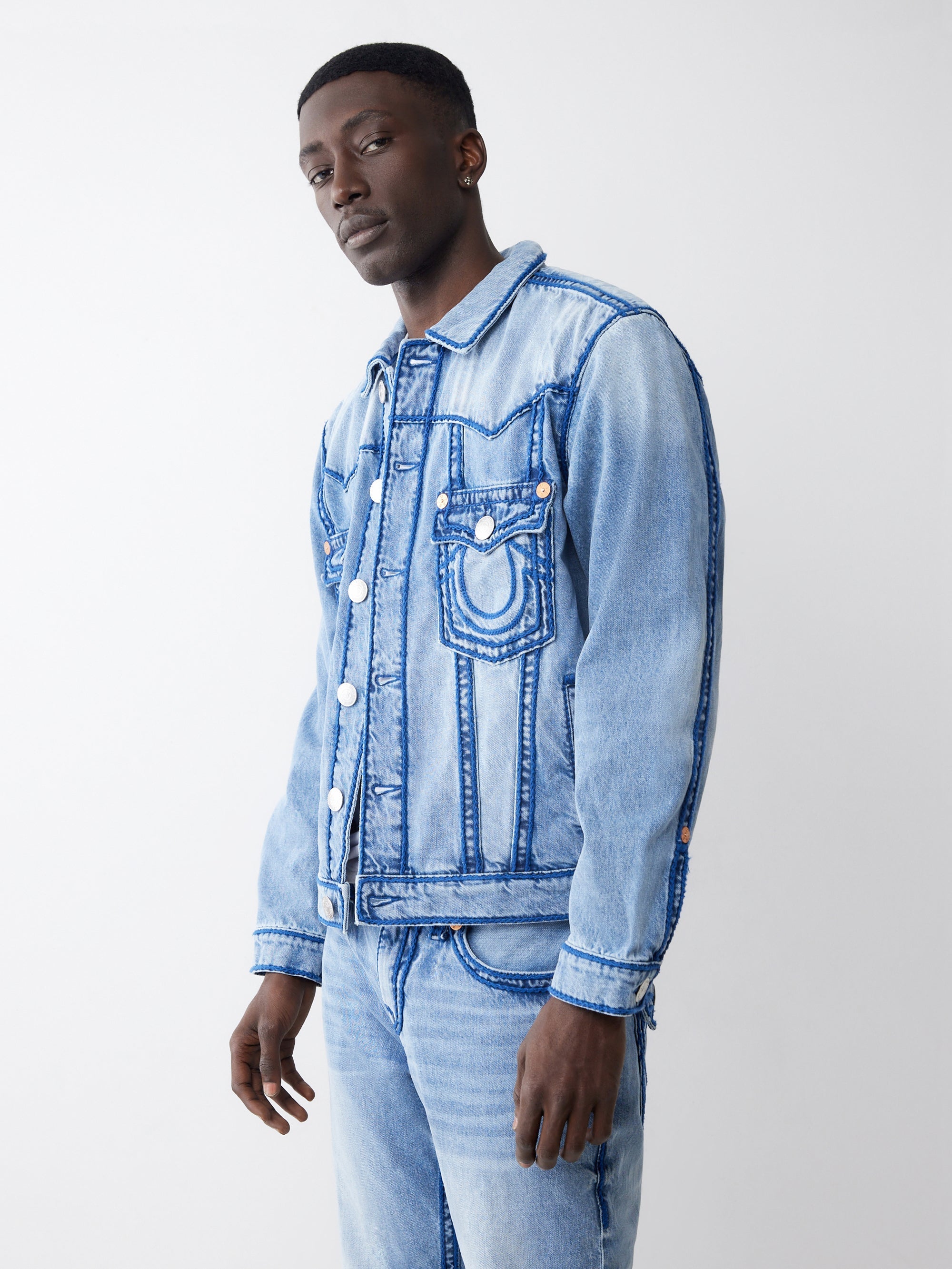 True Religion Oversize Rope Stitch Jimmy Jkt Rocky Point Light Wash