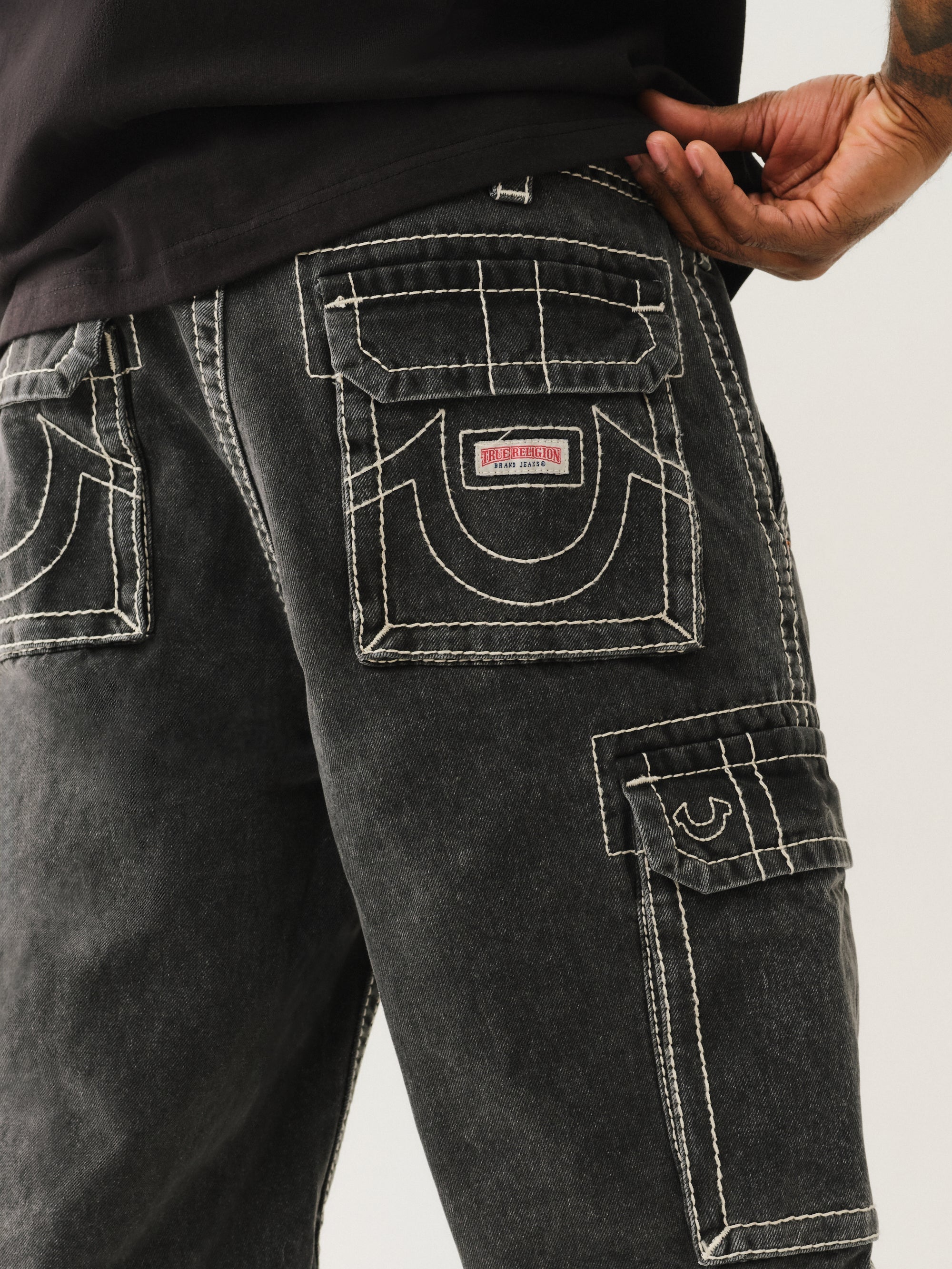True Religion Big T Vinny Cargo Denim Short Bullet Black Wash