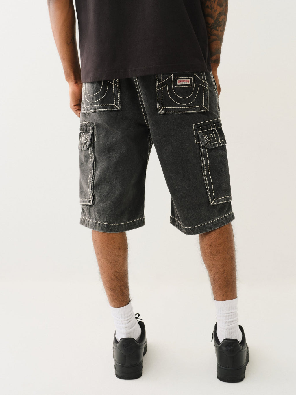 True Religion Big T Vinny Cargo Denim Short Bullet Black Wash