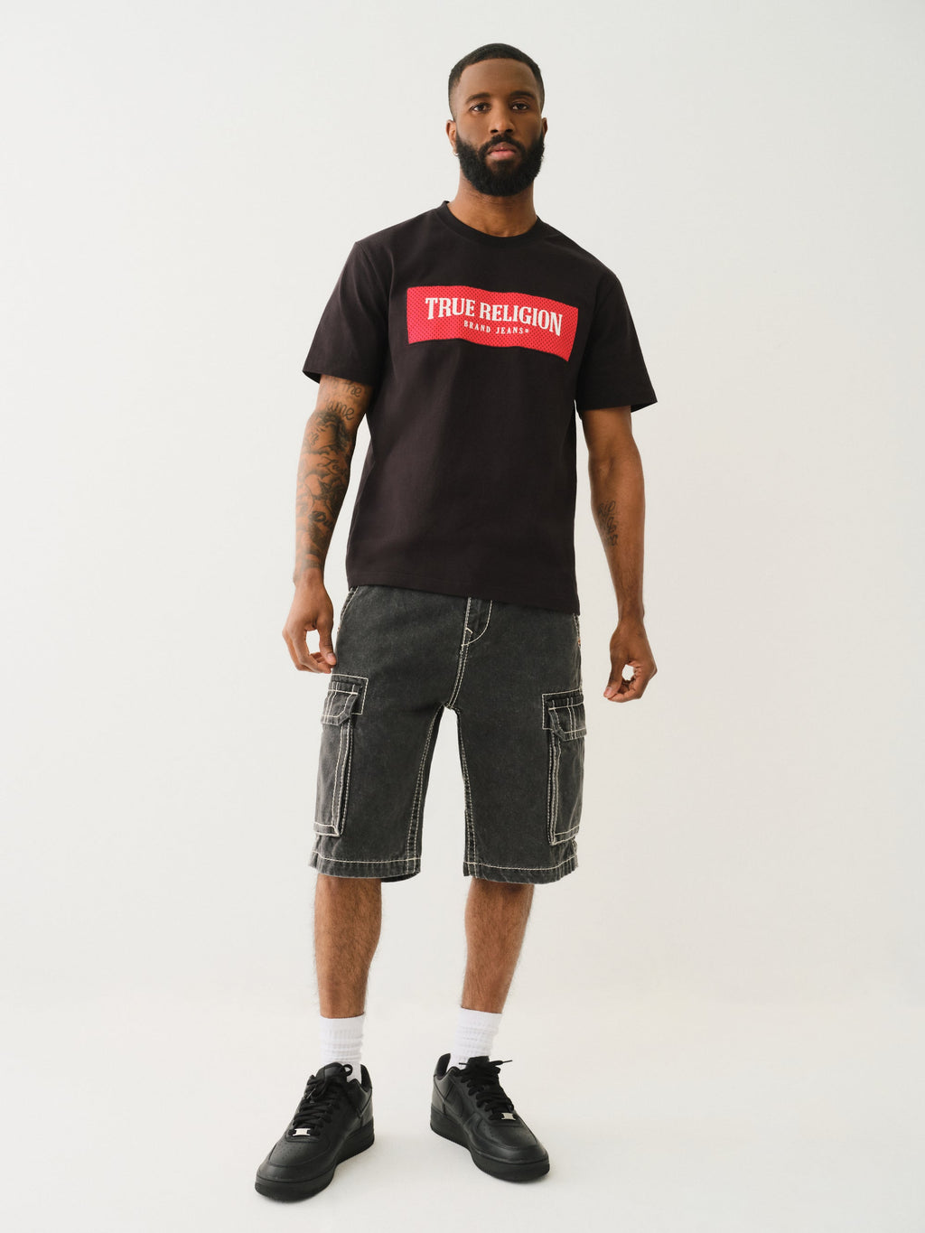 True Religion Big T Vinny Cargo Denim Short Bullet Black Wash