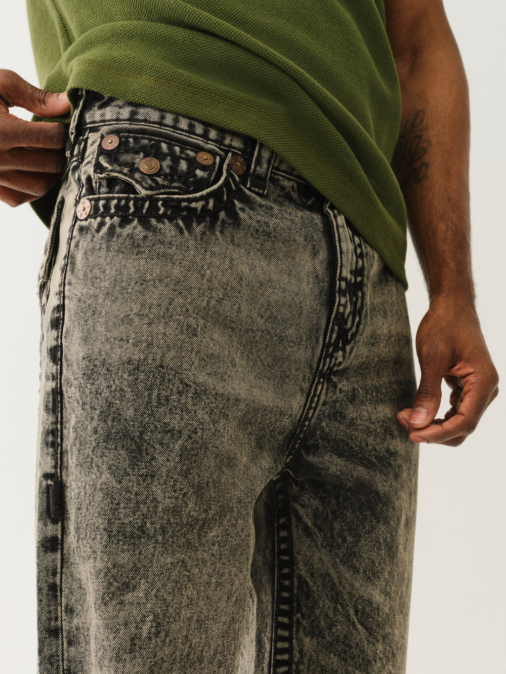 True Religion Vinny Super T Flap 34In Retro Active Acid Wash