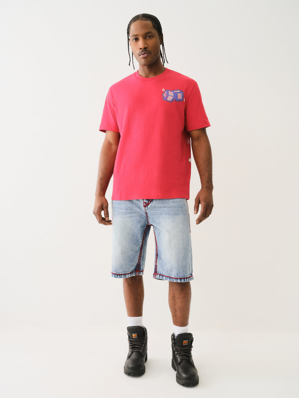 True Religion Vinny Rope Stitch Flap Short Blue Cascade Medium Wash