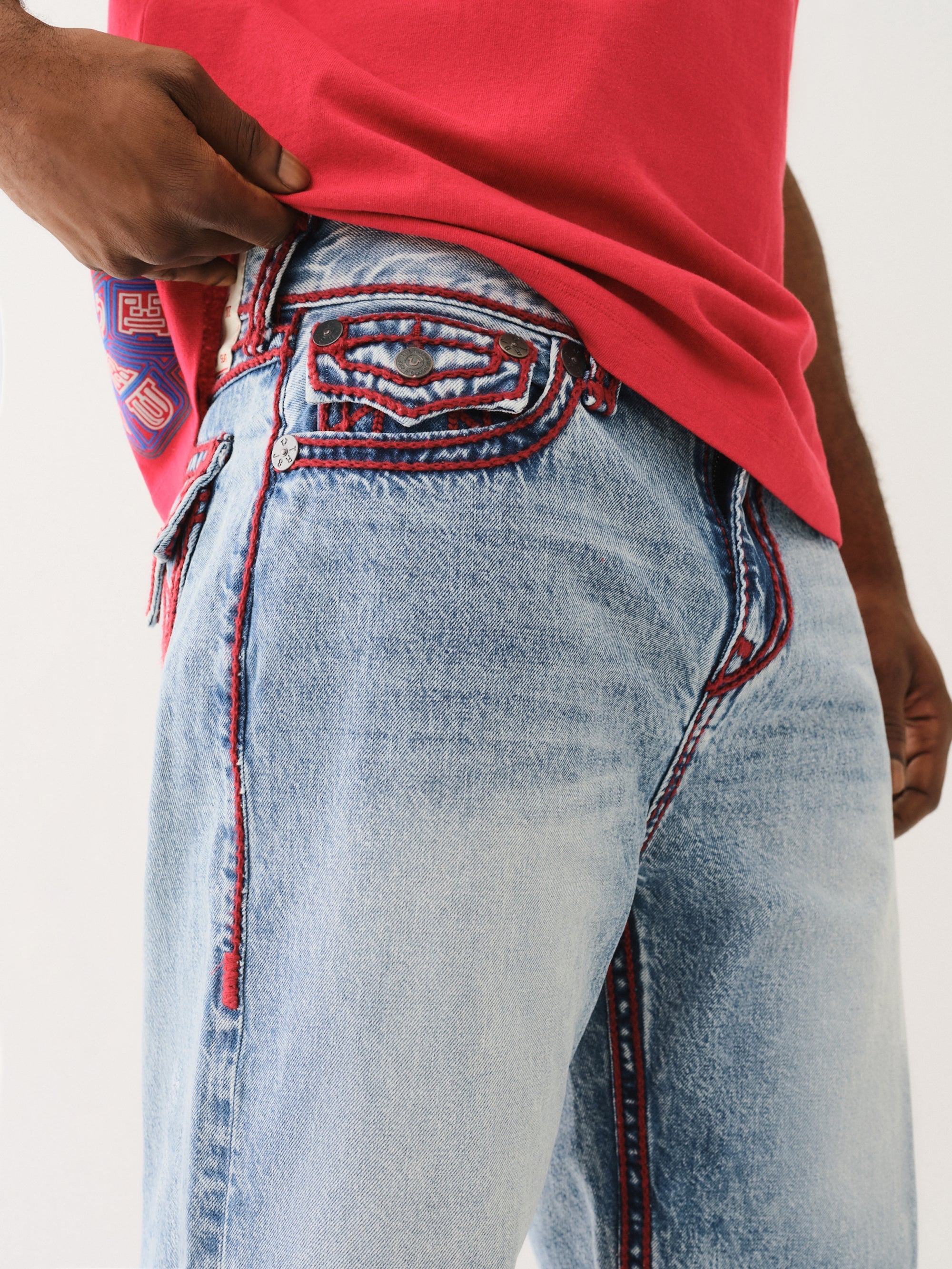 True Religion Vinny Rope Stitch Flap Short Blue Cascade Medium Wash