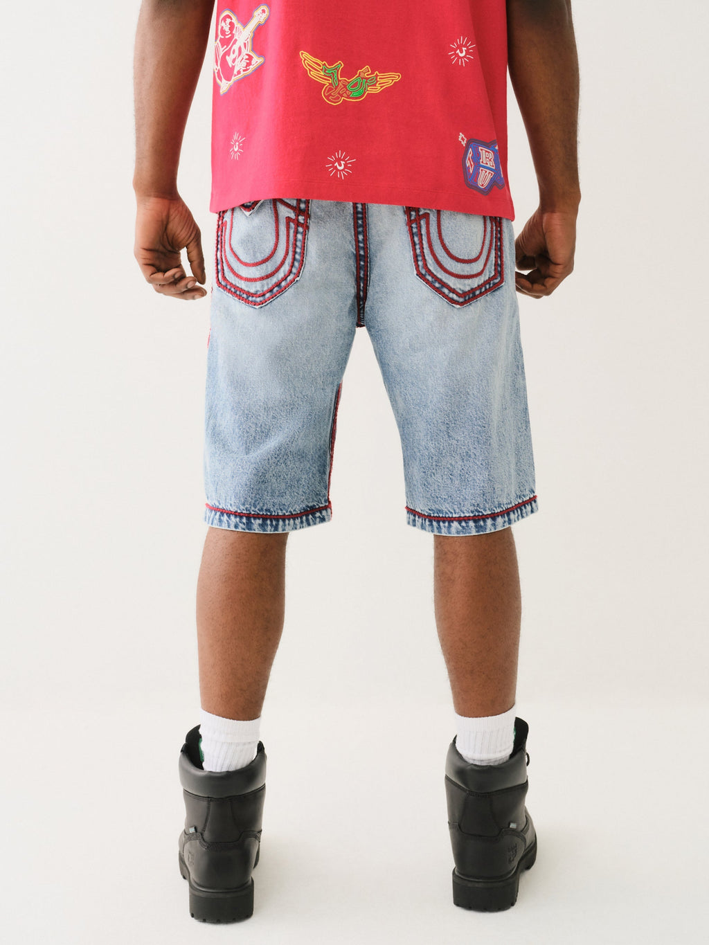 True Religion Vinny Rope Stitch Flap Short Blue Cascade Medium Wash