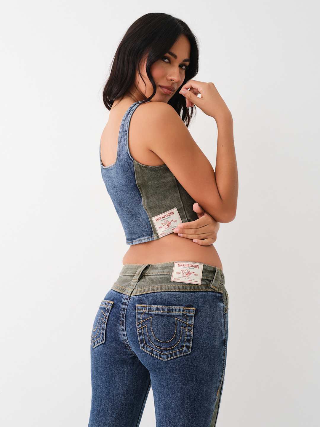 True Religion Corset Colour Block Medium Wash