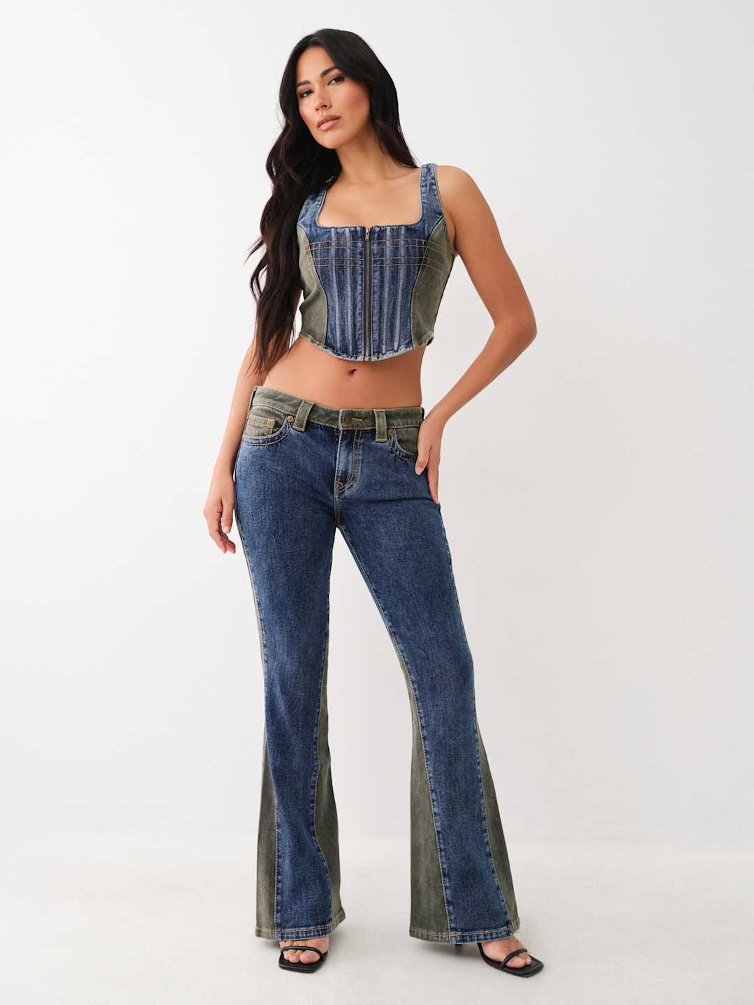True Religion Corset Colour Block Medium Wash
