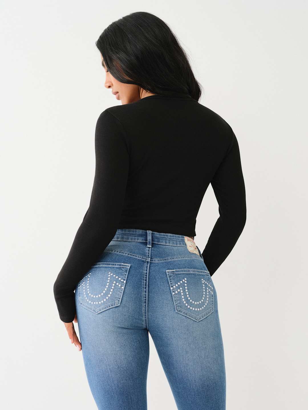 True Religion Horseshoe T-Shirt Charm Cutout Black