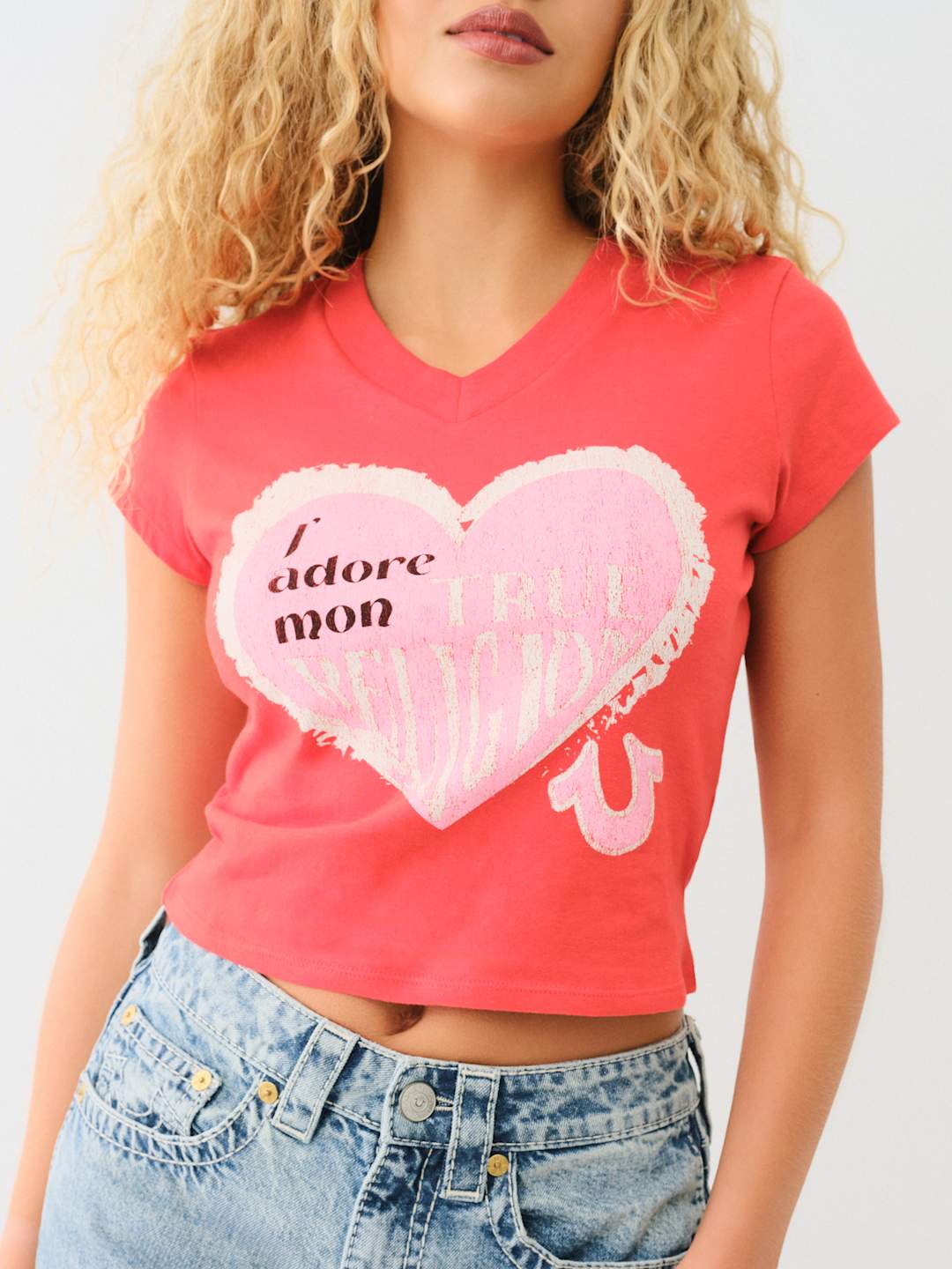 True Religion J'adore T-Shirt Mon Heart Baby Pink