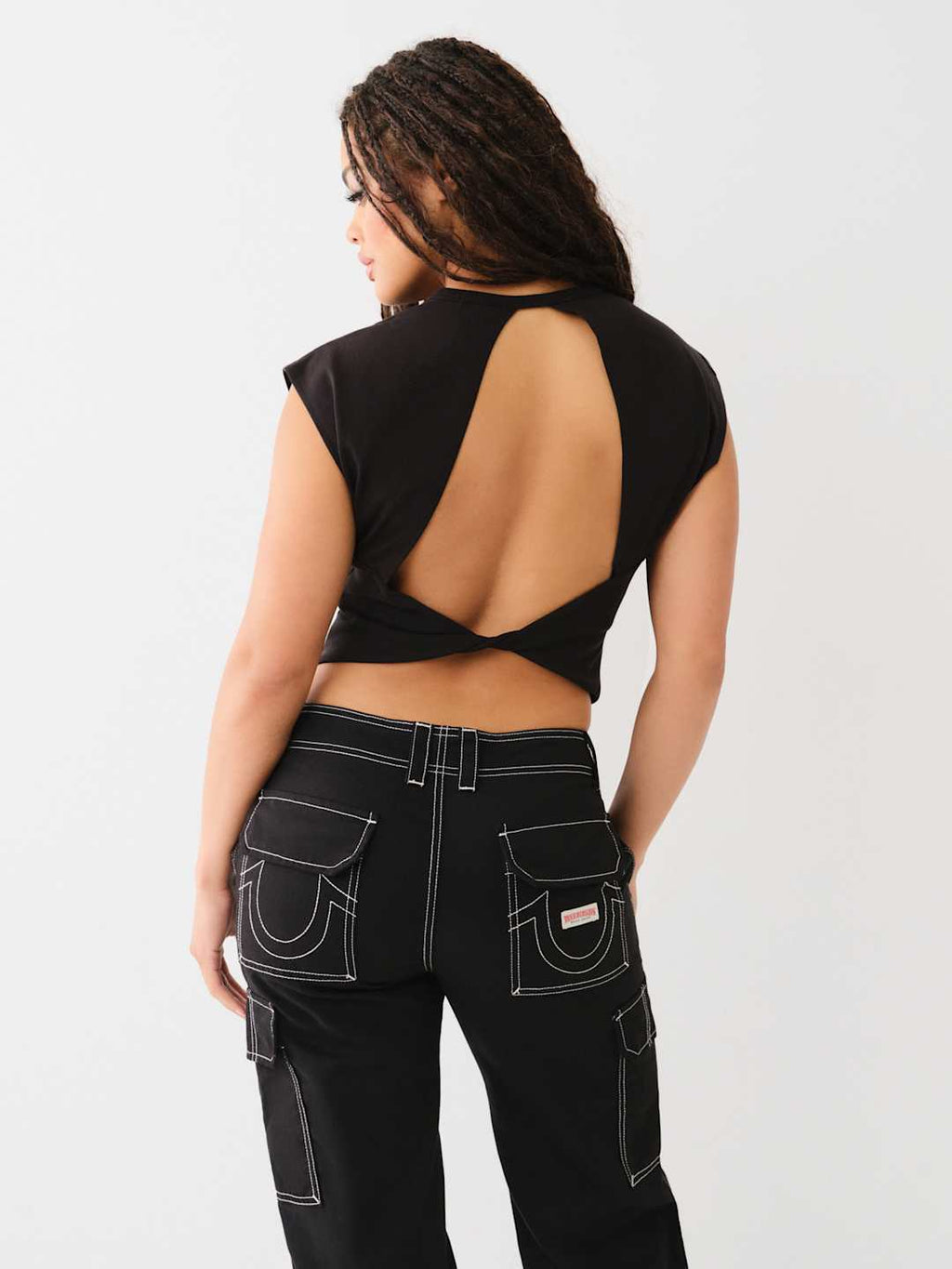 True Religion Faded Logo T-Shirt Cutout Black