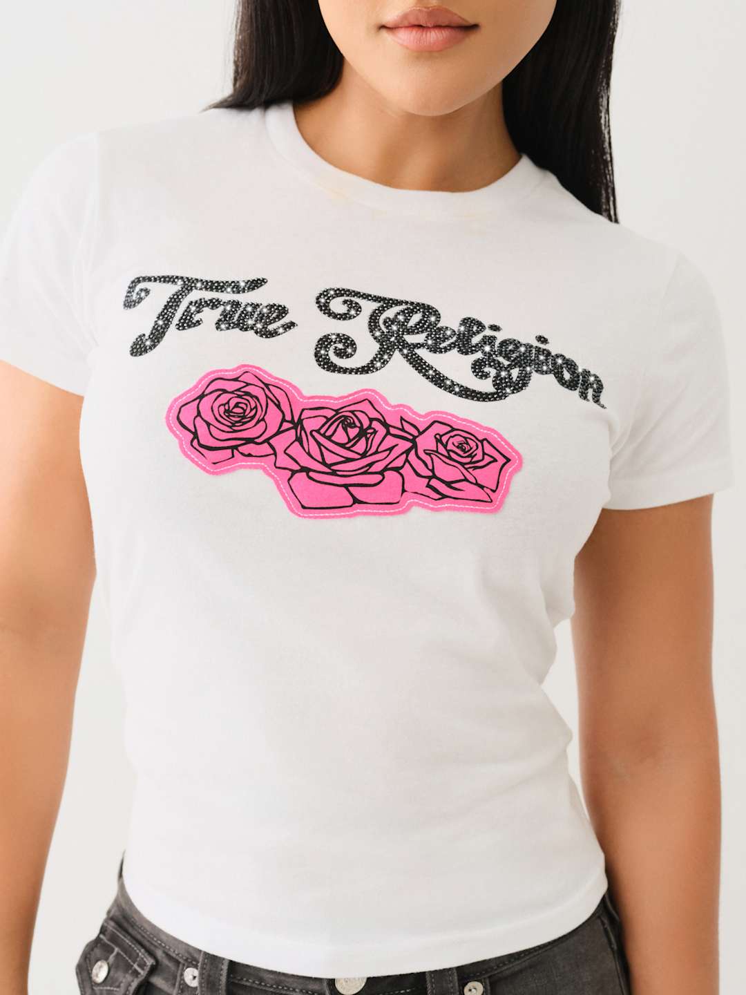 True Religion Crystal Rose T-Shirt Optic White