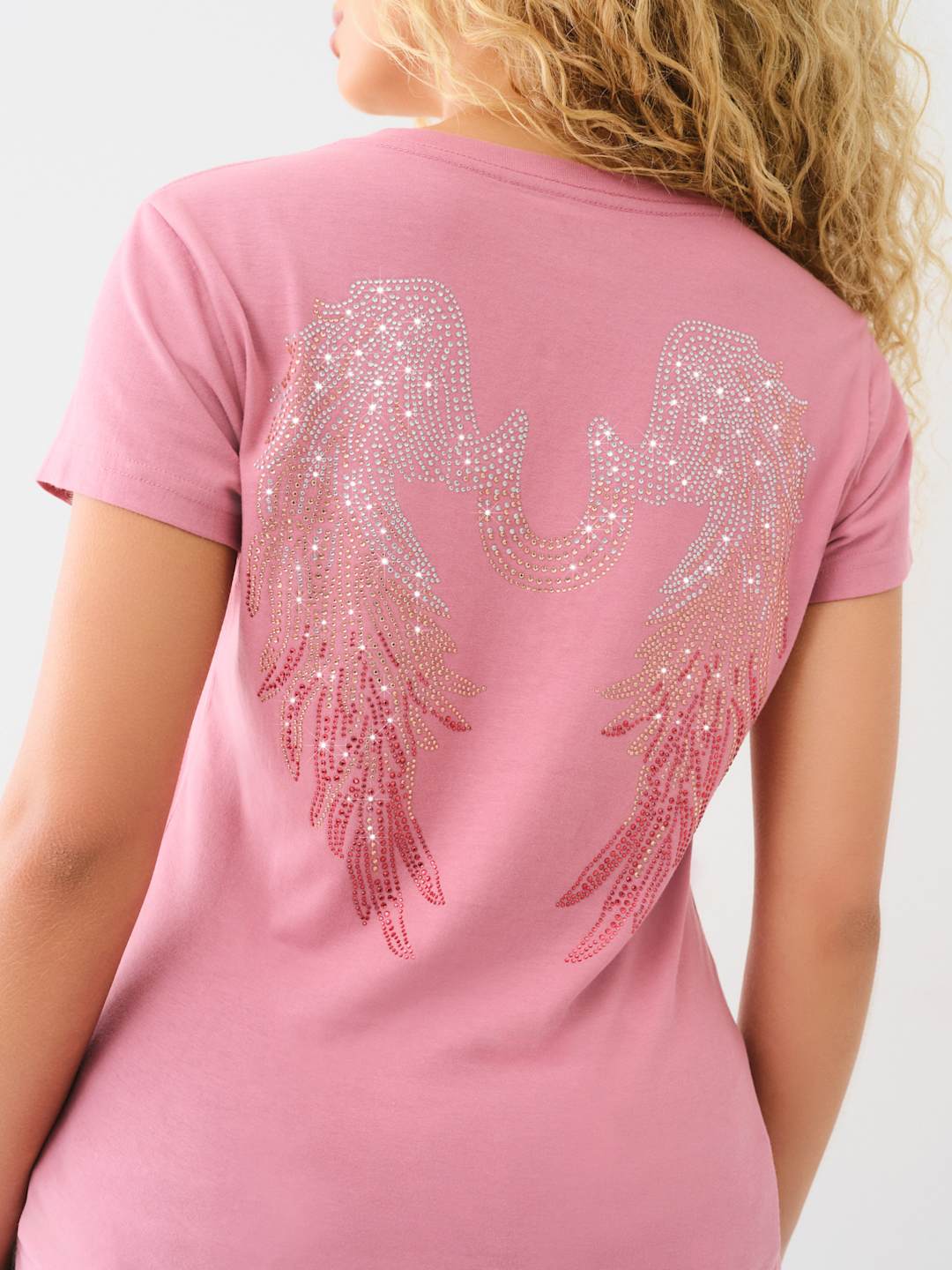 True Religion Crystal Wings T-Shirt Heather Rose