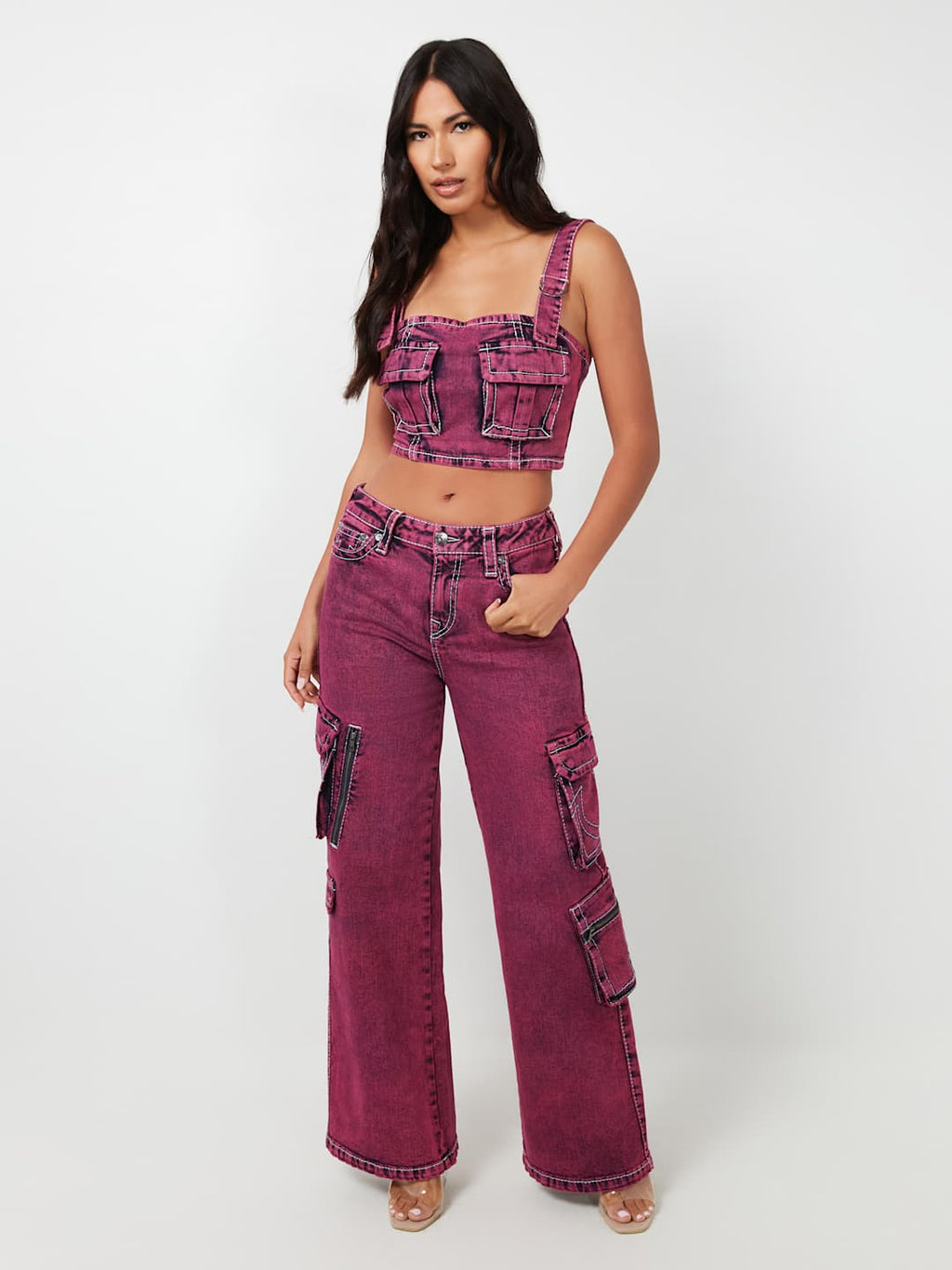 True Religion Big T T-Shirt Overdye Bustier Fiona Pink