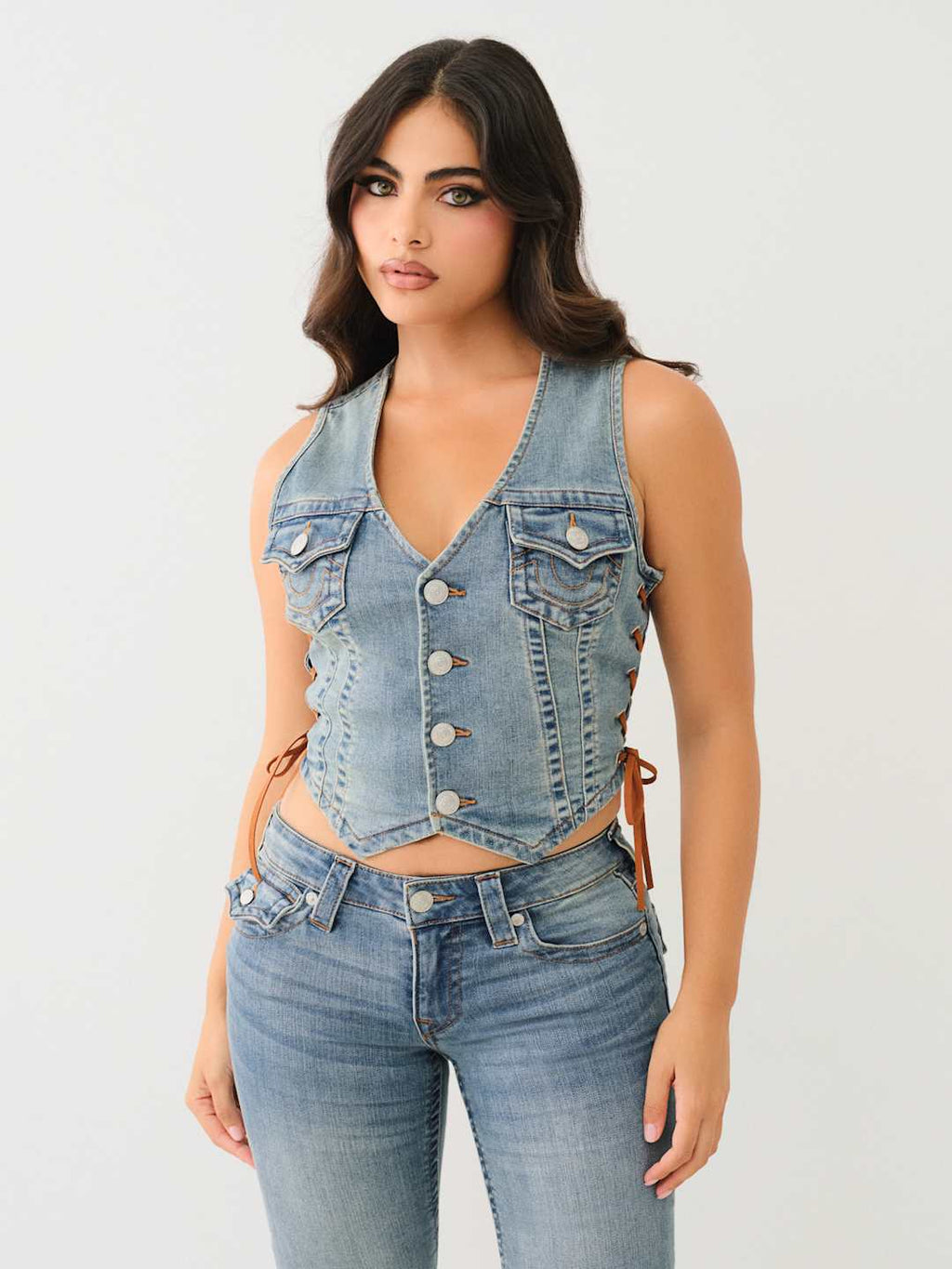 True Religion Lace Up Vest Ladies Penelope