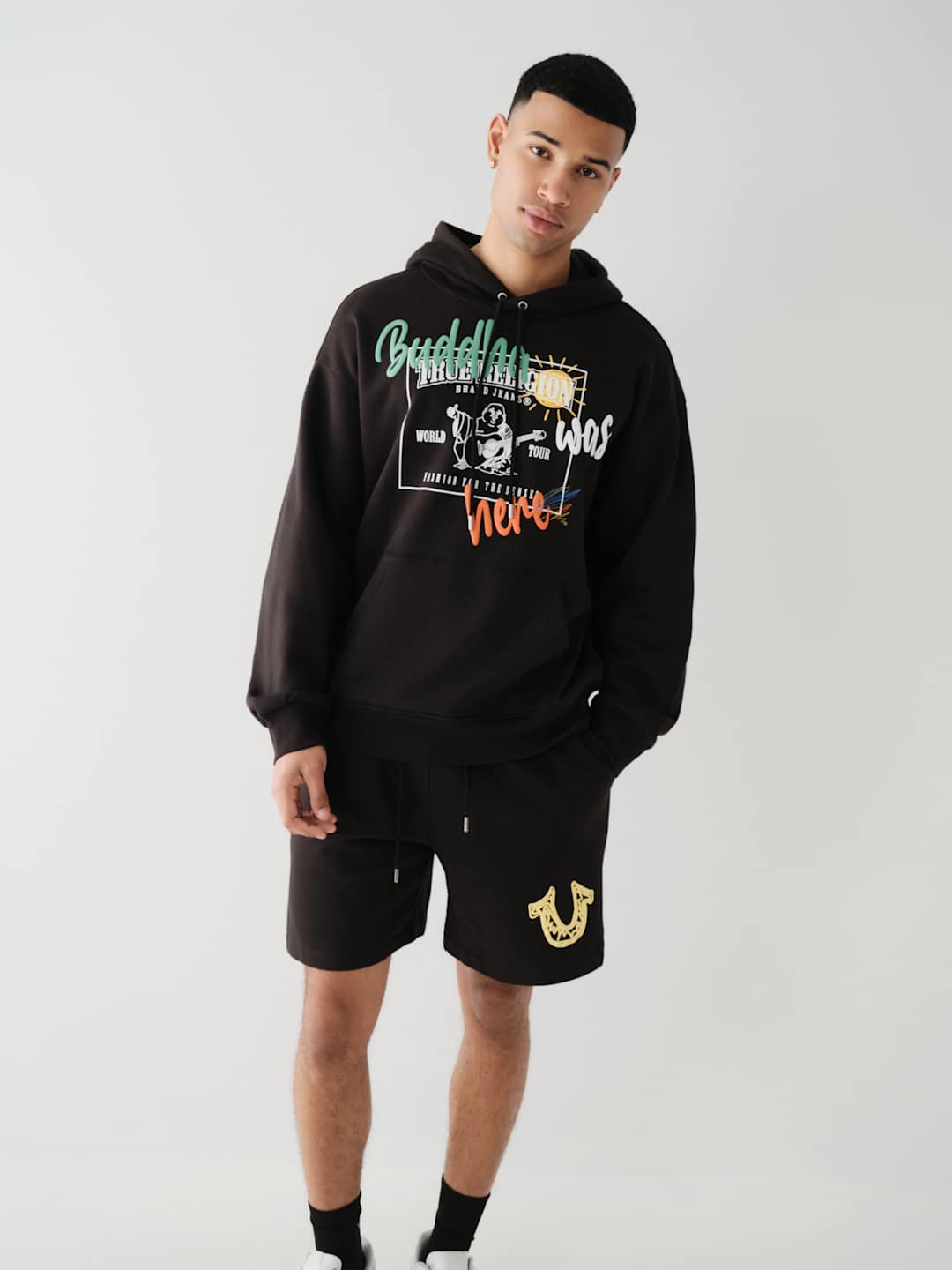 True Religion Hoodie Relaxed Logo Black