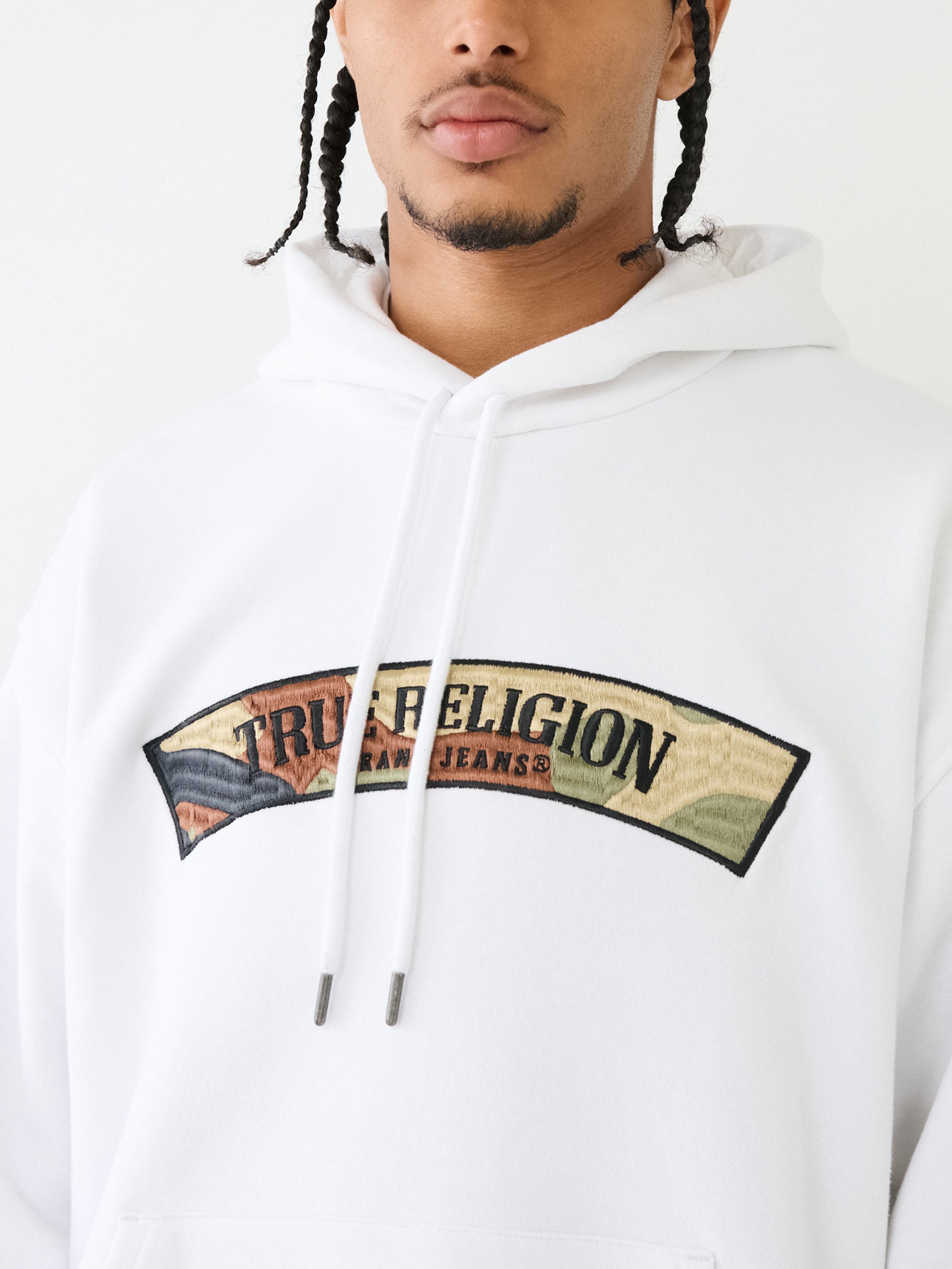 True Religion Relaxed Hoodie Embro Optic White