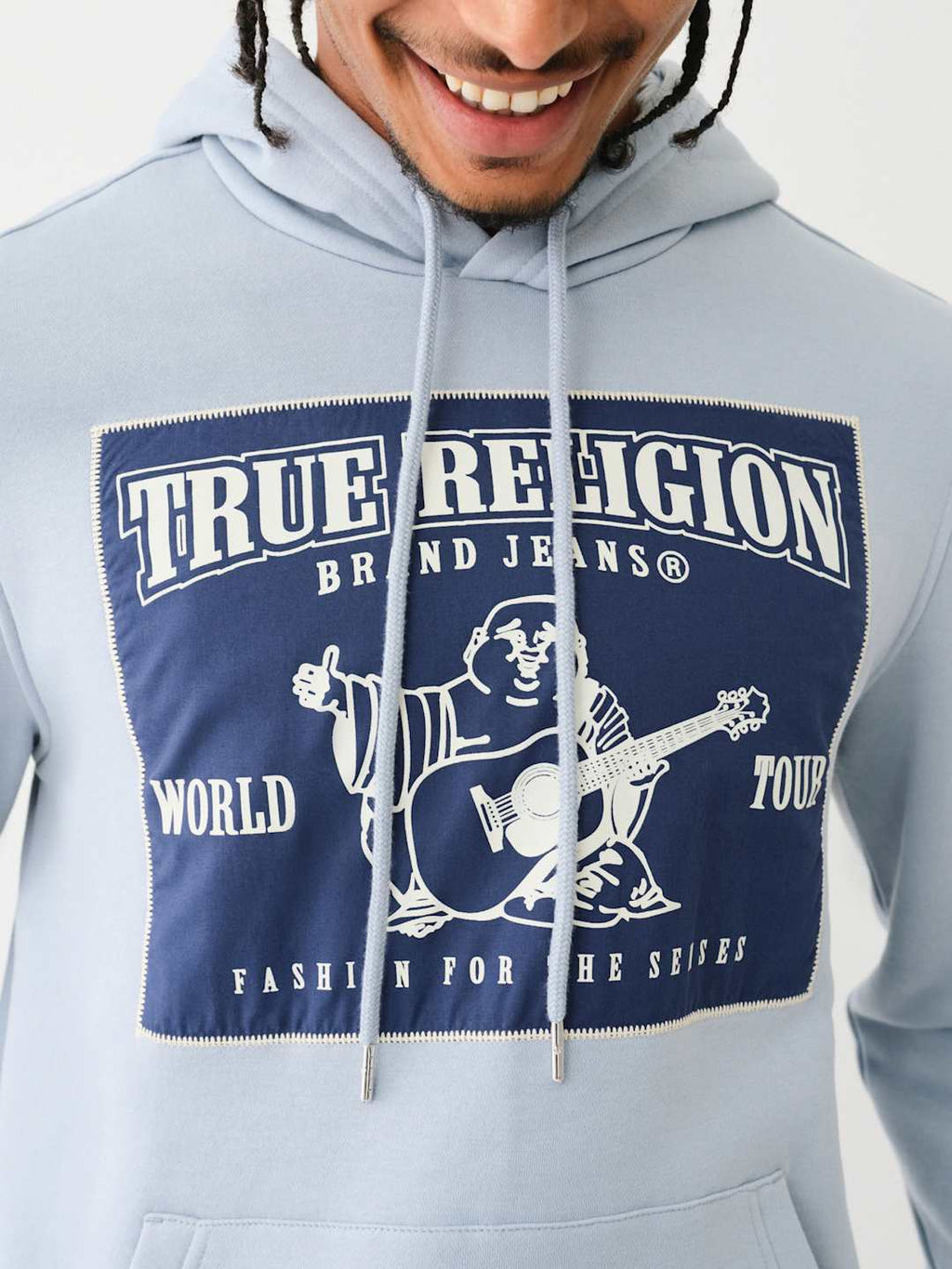 True Religion Ladder Applique Hoodie Sky Blue