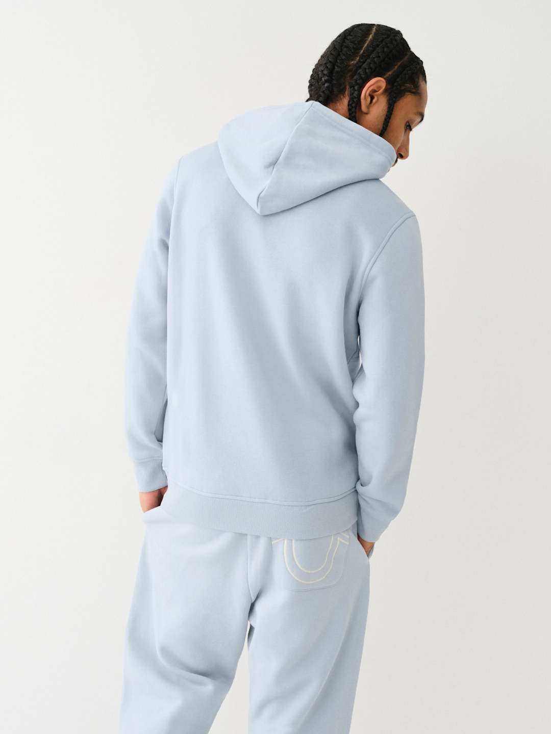 True Religion Ladder Applique Hoodie Sky Blue