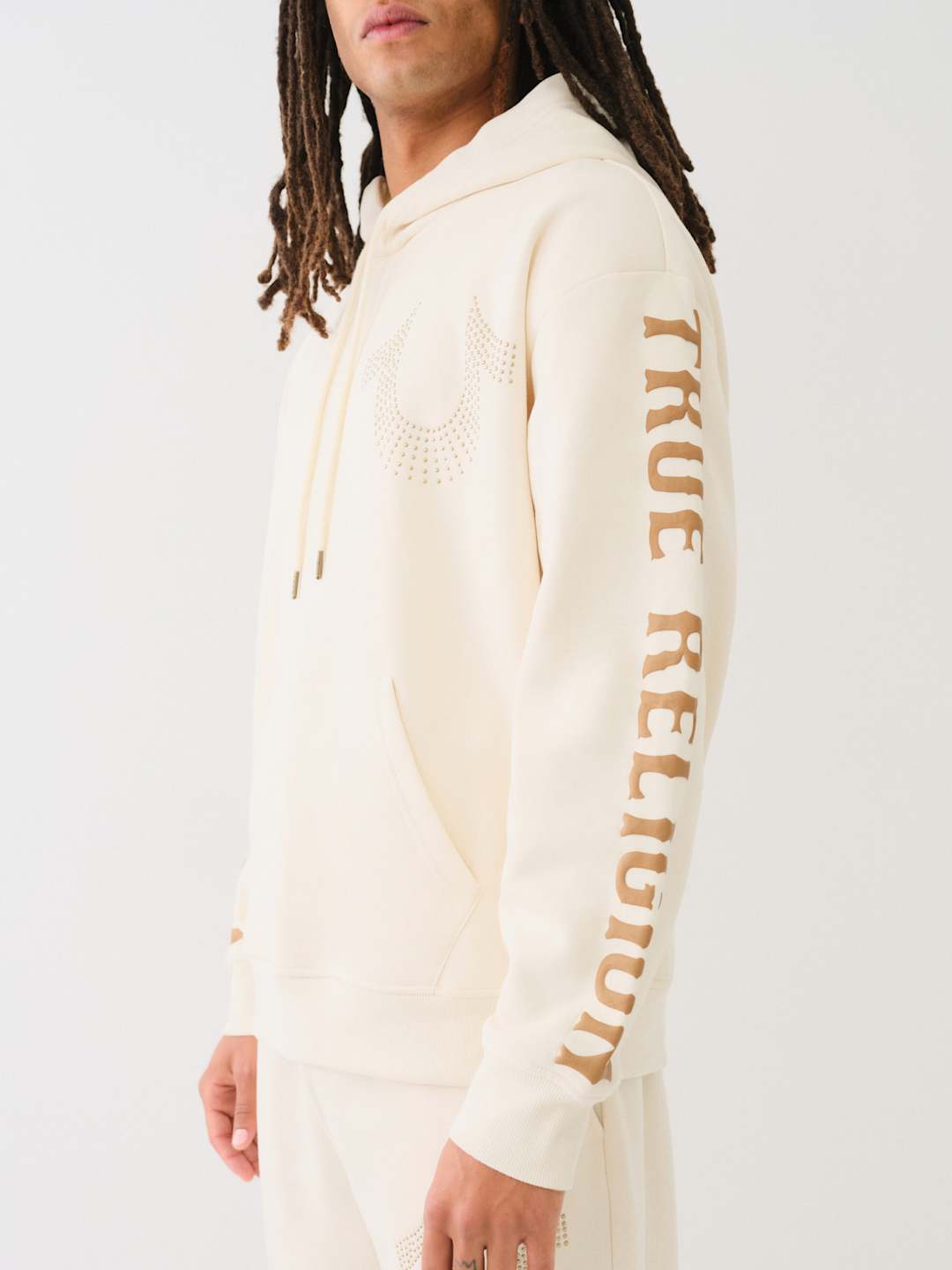 True Religion Relaxed Hoodie Stud Winter White
