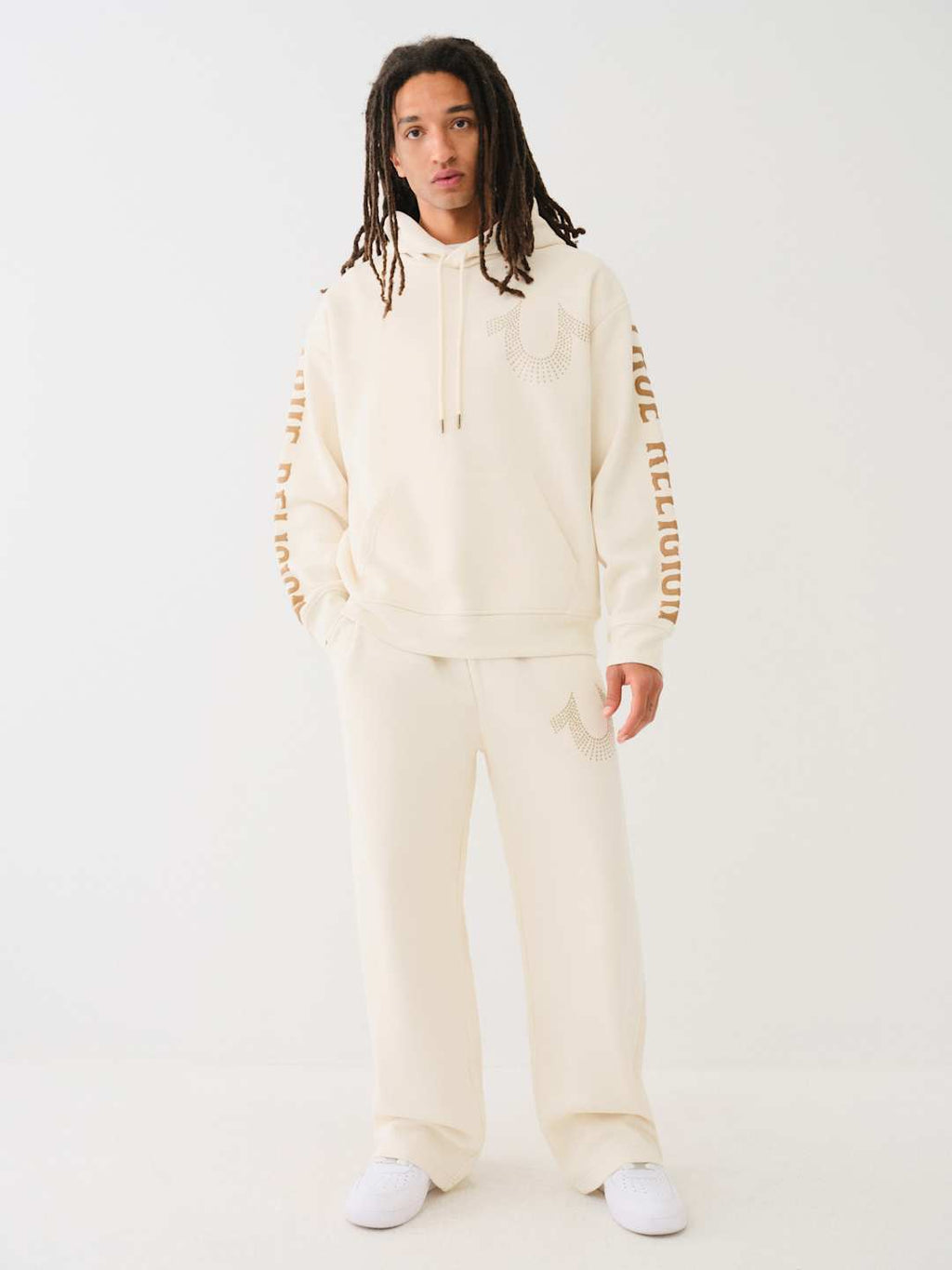 True Religion Relaxed Hoodie Stud Winter White