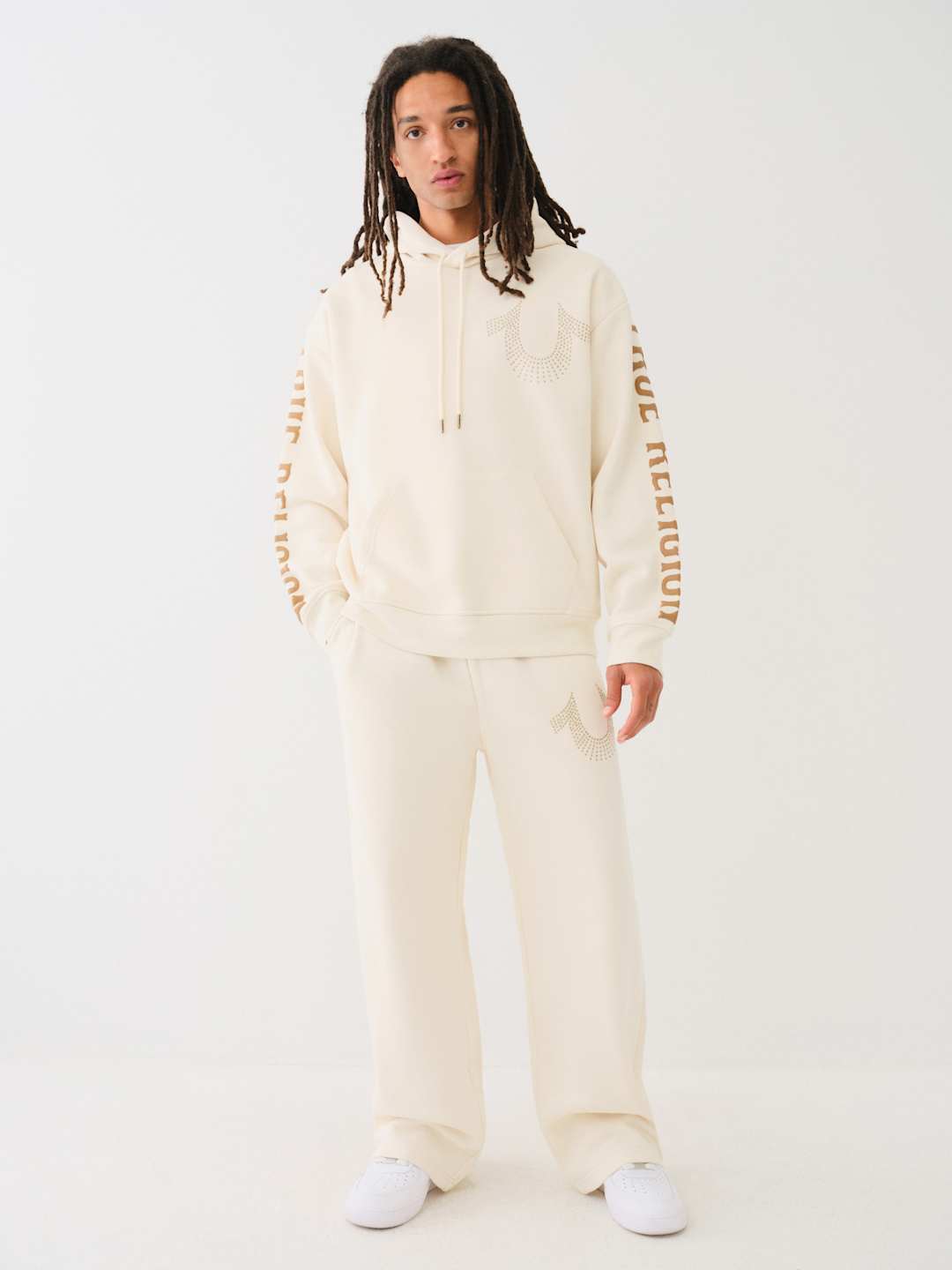 True Religion Relaxed Hoodie Stud Winter White