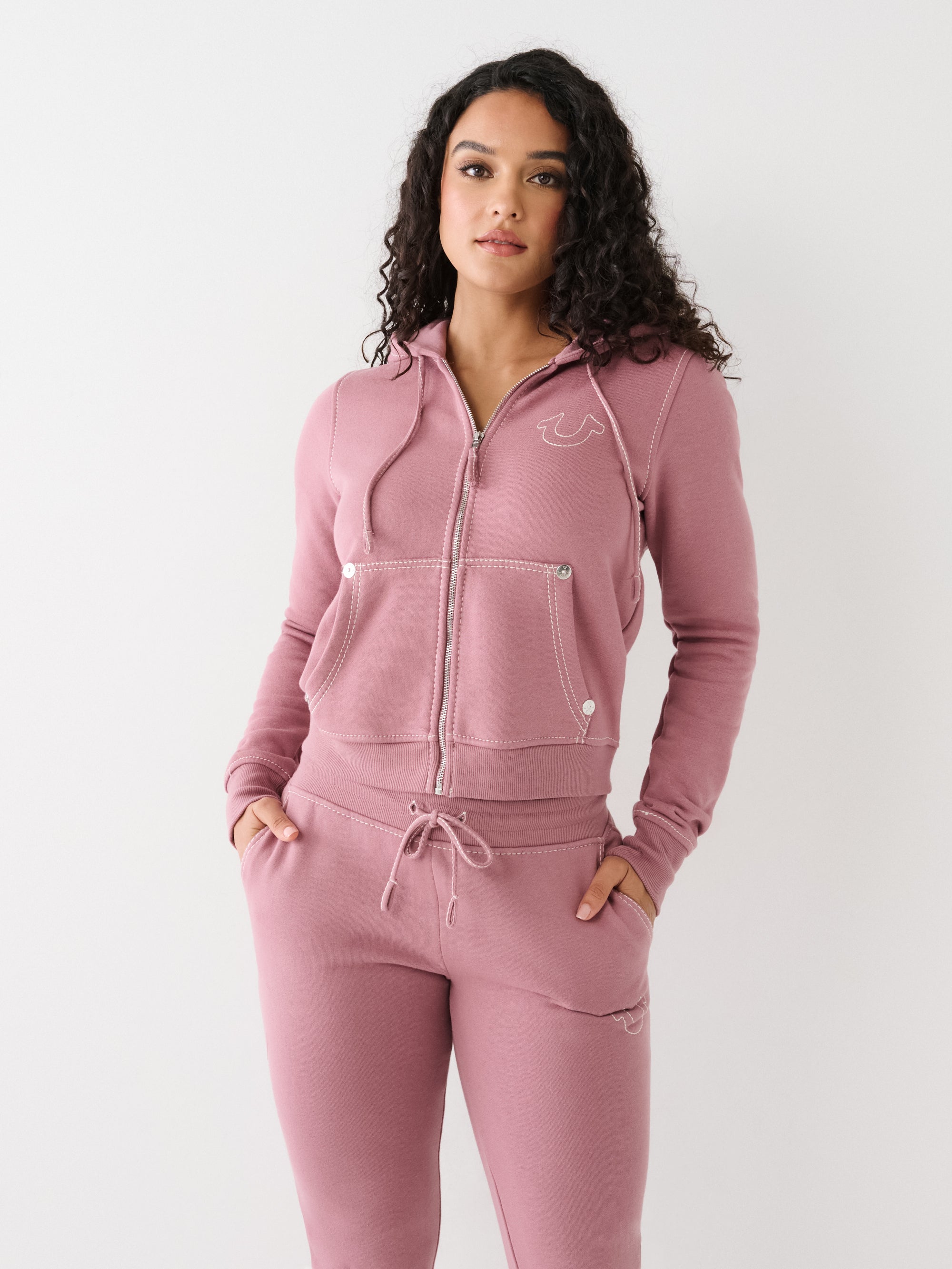 True Religion Jacket Ladies Zip Hoodie Wistful Muave