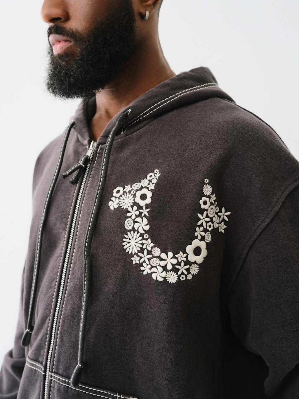 True Religion Relaxed Jacket Hoodie Jet Black