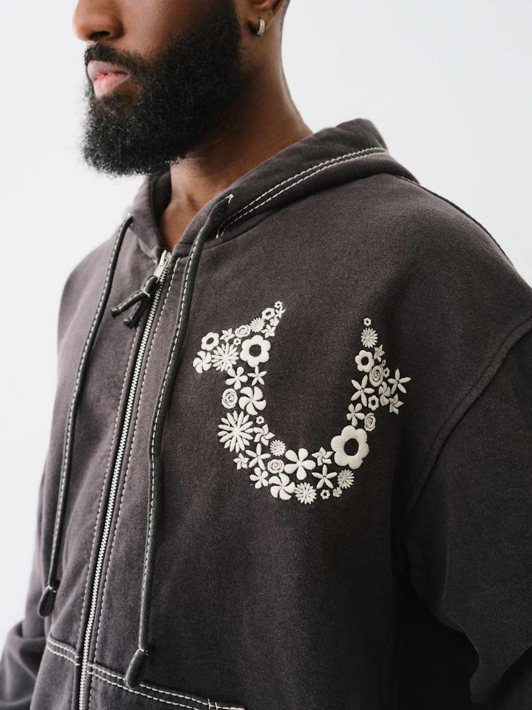 True Religion Relaxed Jacket Hoodie Jet Black