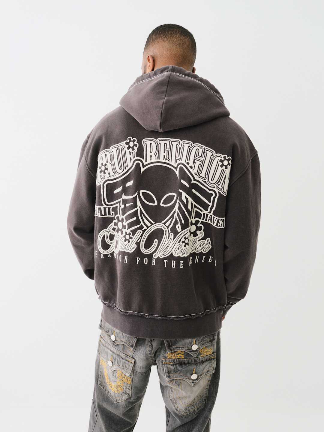 True Religion Relaxed Jacket Hoodie Jet Black