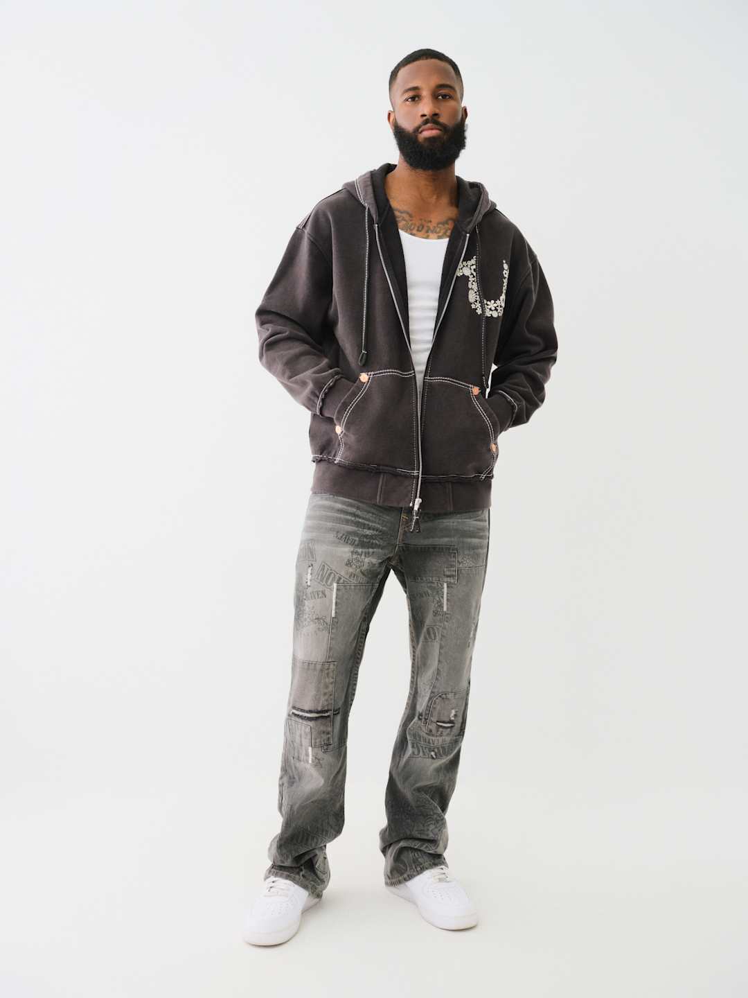 True Religion Relaxed Jacket Hoodie Jet Black