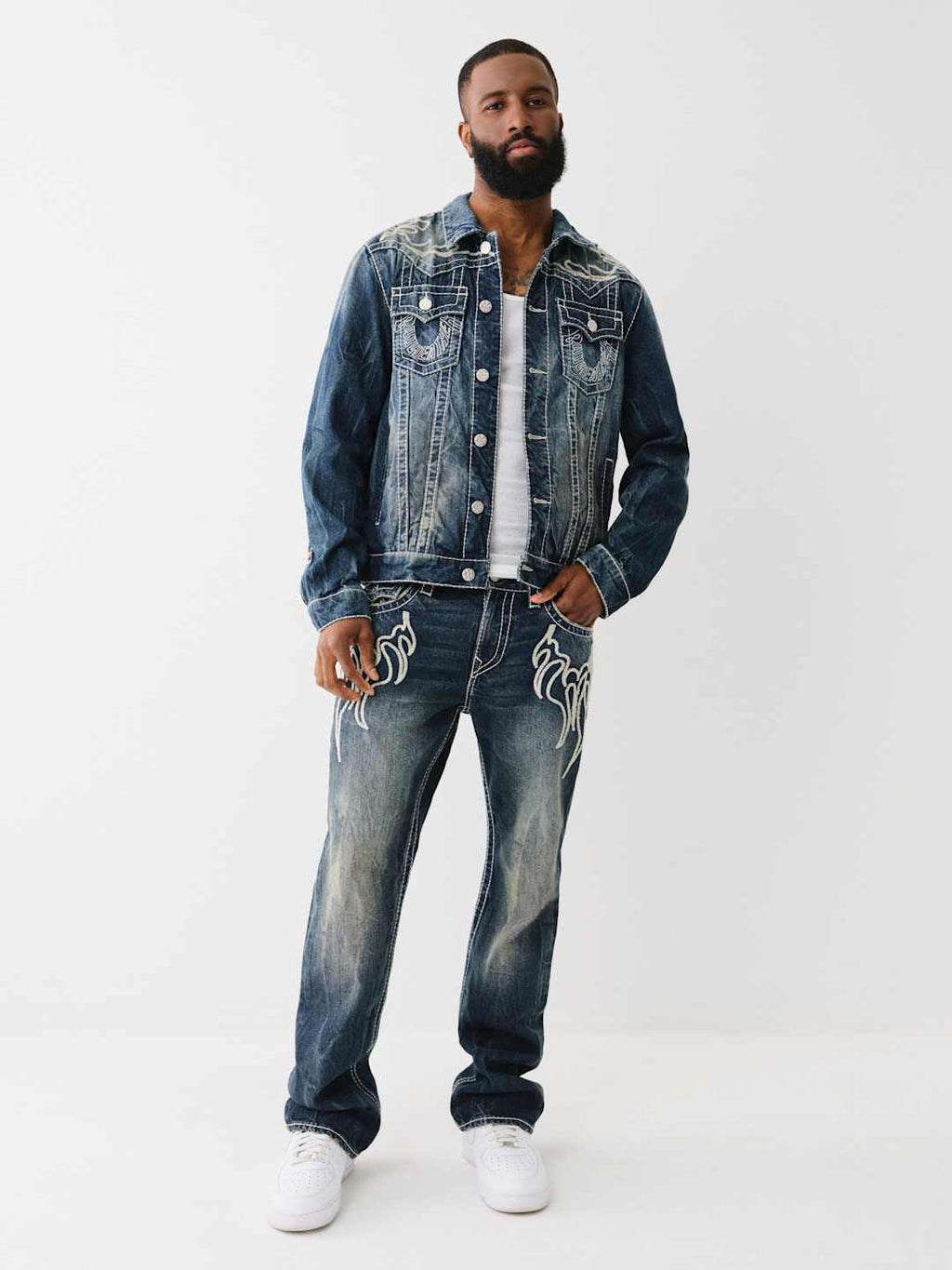 True Religion Big T Jacket Flame Jingled Dark Wash