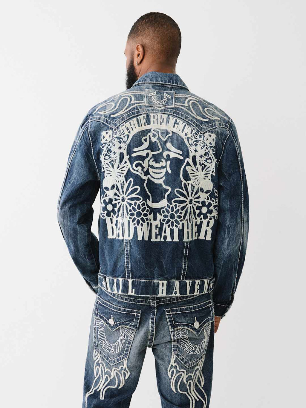 True Religion Big T Jacket Flame Jingled Dark Wash