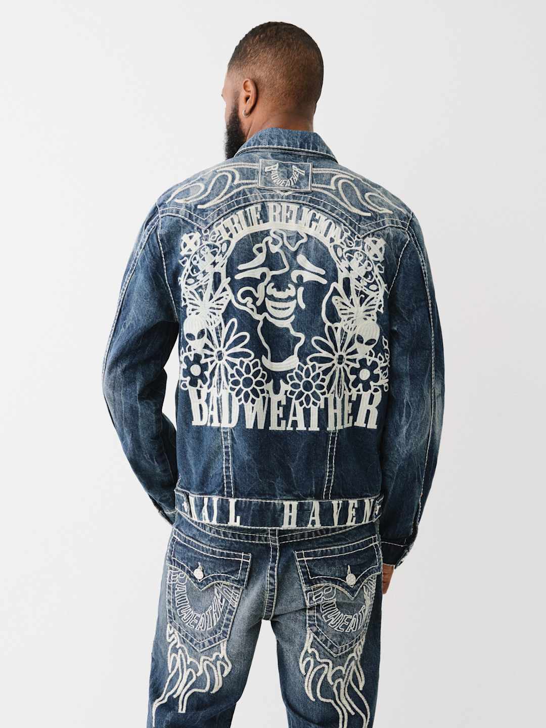 True Religion Big T Jacket Flame Jingled Dark Wash