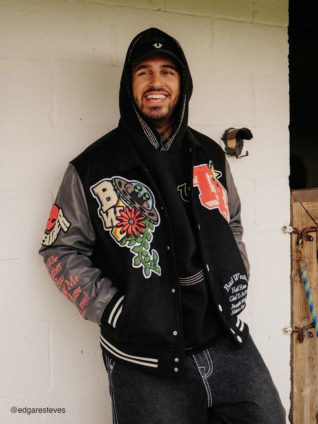 True Religion Bw Varsity Jacket Black-Granite Grey