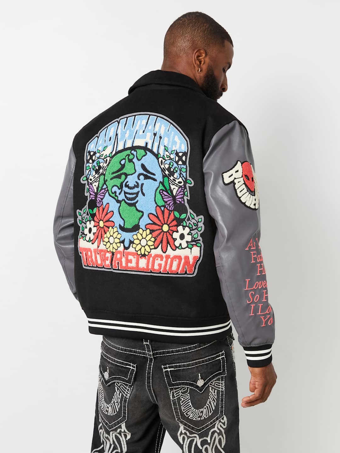 True Religion Bw Varsity Jacket Black-Granite Grey