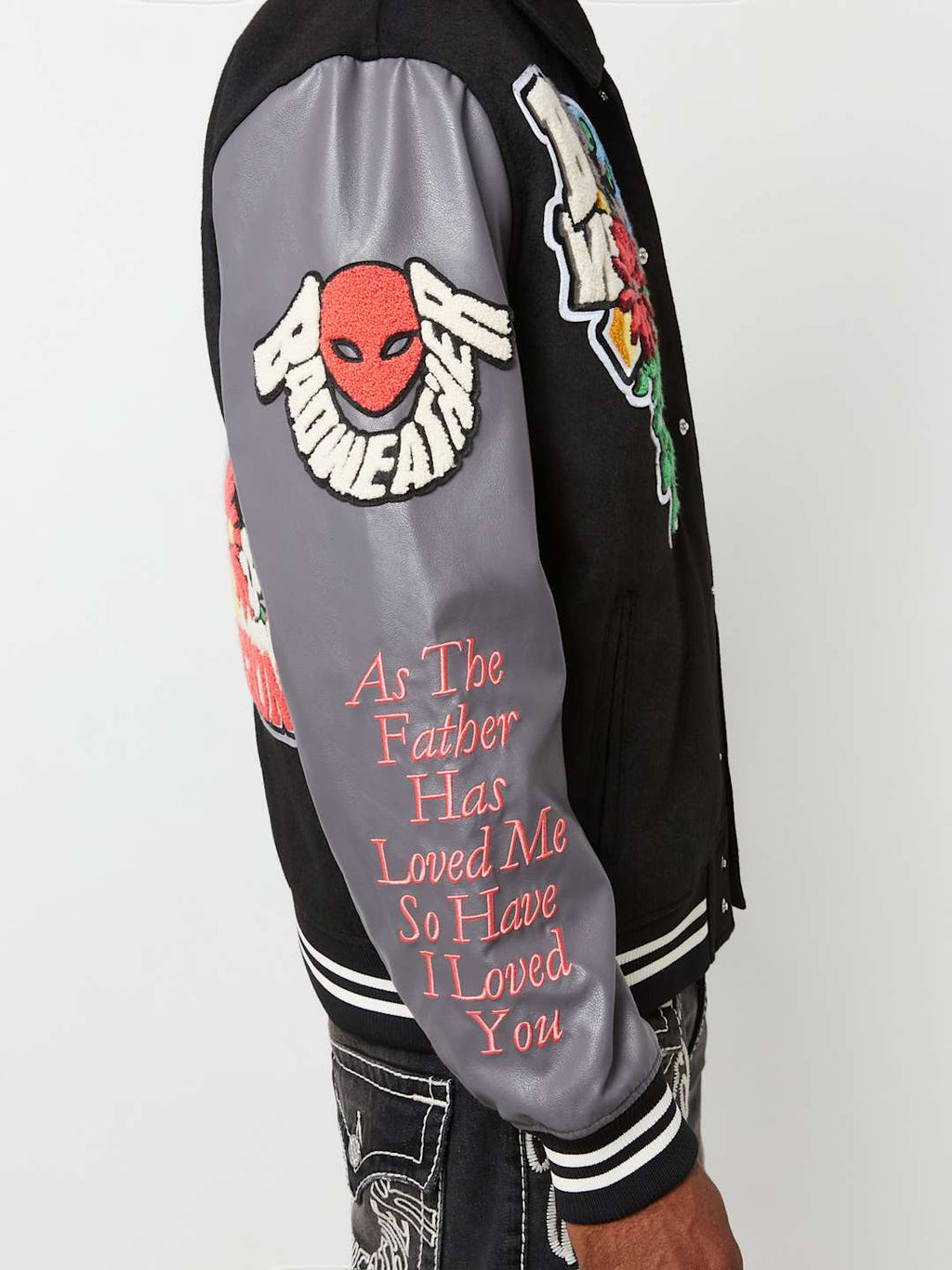 True Religion Bw Varsity Jacket Black-Granite Grey