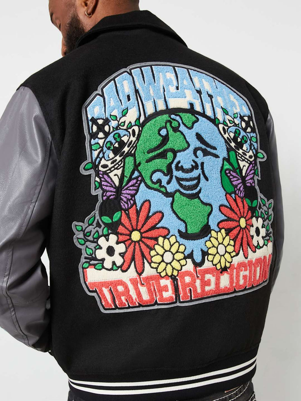 True Religion Bw Varsity Jacket Black-Granite Grey