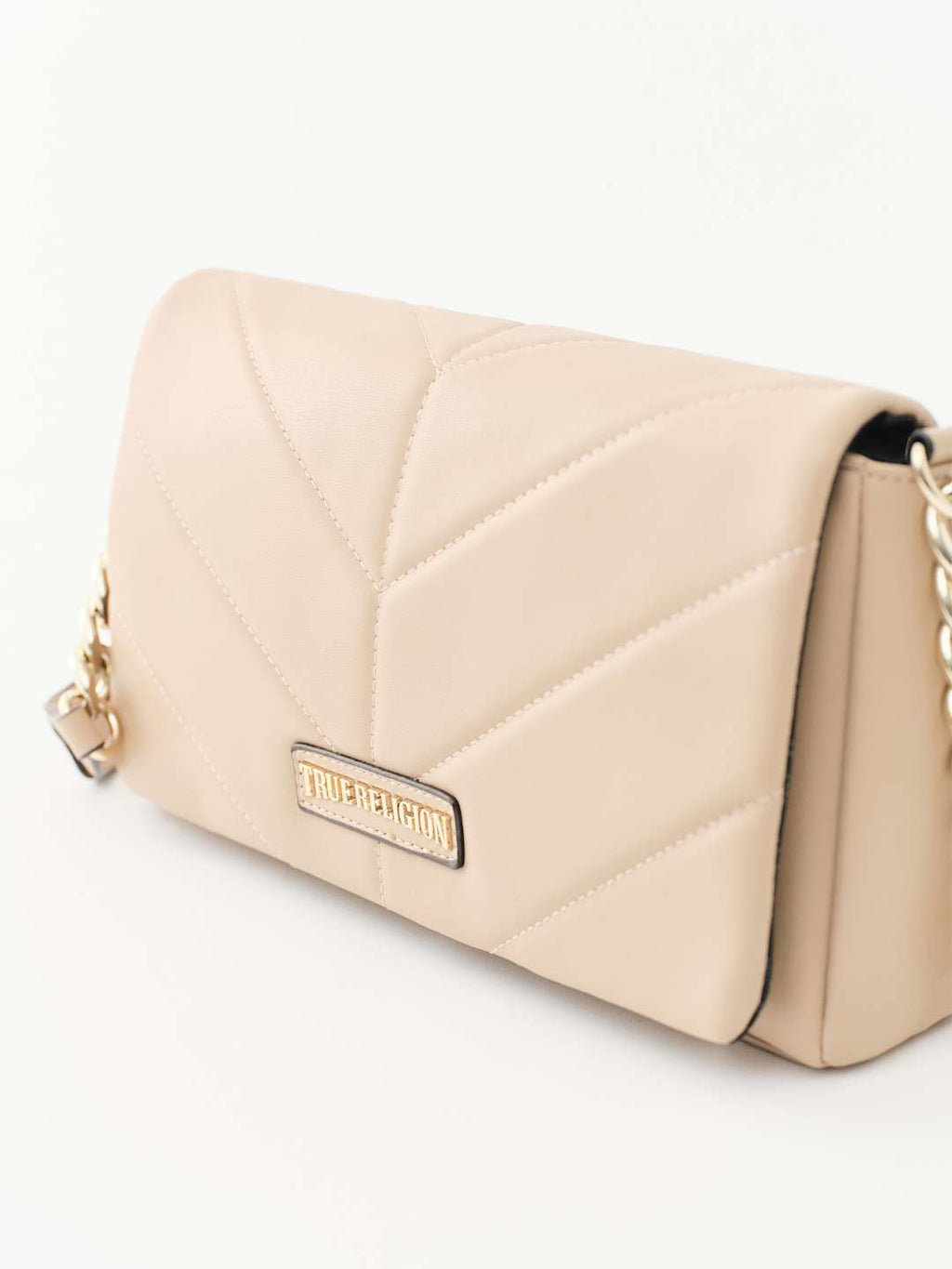 True Religion Crossbody Bag Quilted Logo Beige