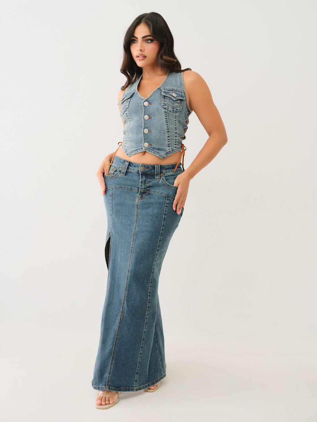 True Religion Vintage Slit Skirt Denim Maxi Ophelia